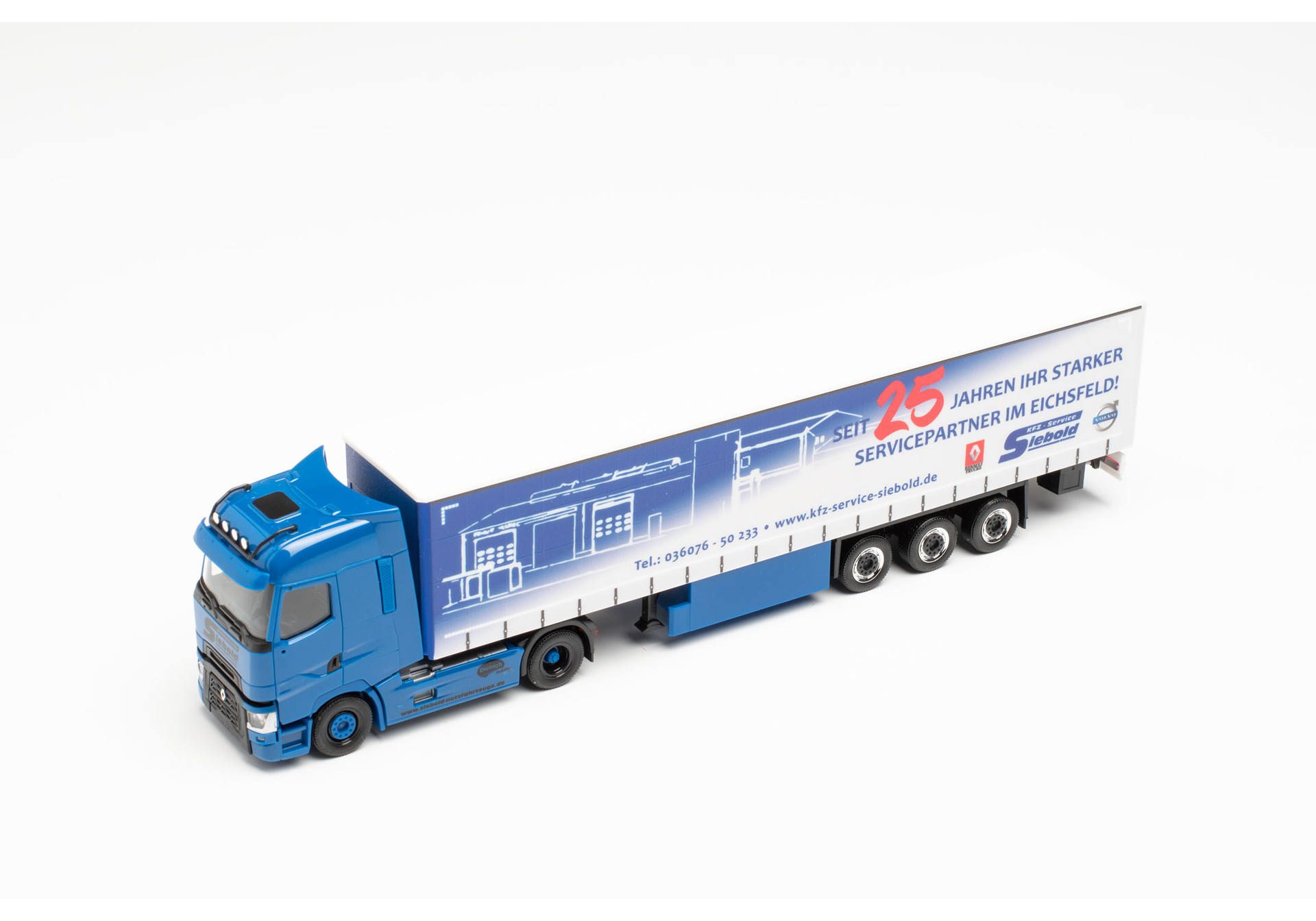 Herpa 313148 | Renault T Gardinenplanen-Sattelzug | Siebold Nutzfahrzeuge | 1:87