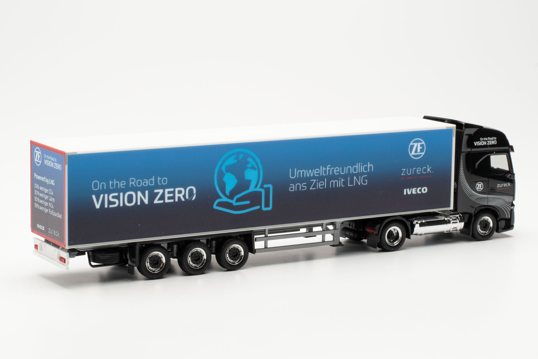 Herpa 948388 - Iveco S-Way LNG Koffer-Sattelzug - Zureck/Vision Zero. 1:87