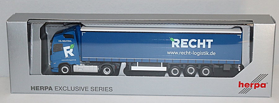 Herpa 954891 | Volvo FH Gl 2020 | Gardinenplanen-Sattelzug | Recht Logistik | 1:87