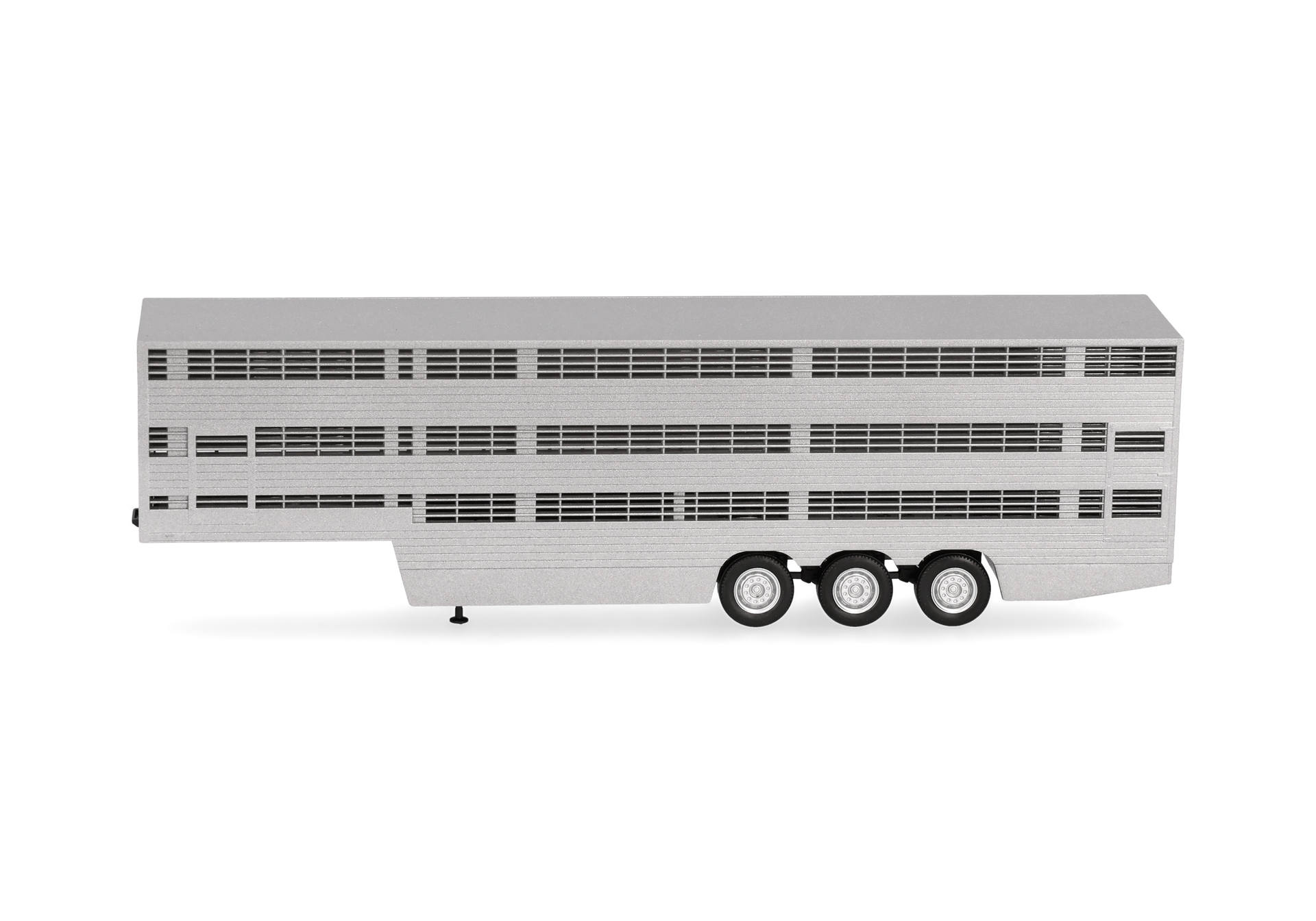 Herpa 076333-003 | Viehtransporterauflieger 3achs | silber lackiert | Chassis schwarz | 1:87