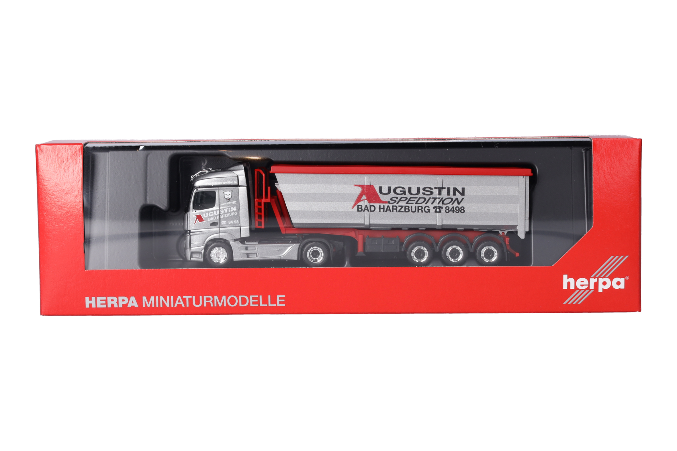 Herpa 319614 | MB Actros Streamspace | Stahlmulden-Sattelzug | Augustin Spedition | 1:87