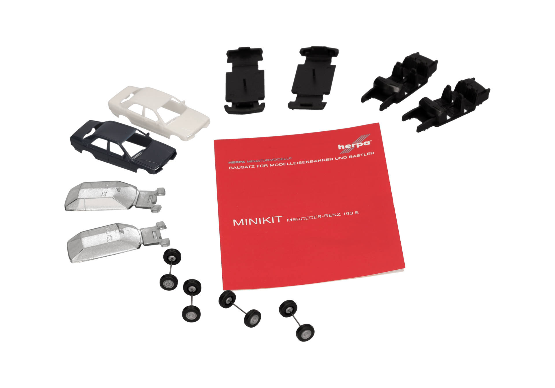Herpa MiniKit 012409-009 | 2er-Set | Mercedes-Benz 190E | Labradorblau/Classicweiß | 1:87