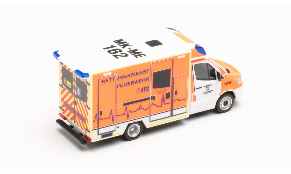 Herpa 944601 - Mercedes-Benz Sprinter `18 Fahrtec NRW - Rettungsdienst Feuerwehr Menden. 1:87