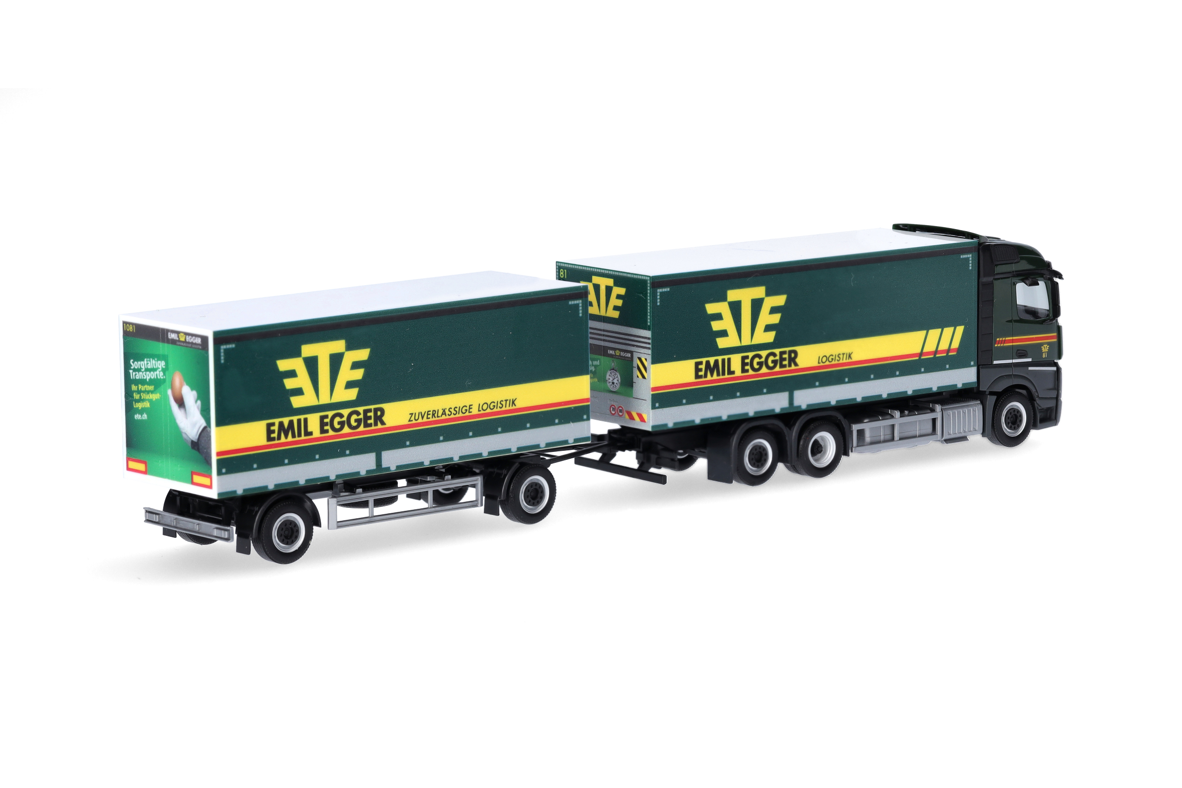 Herpa 316835 | MB Streamspace 2.5 Planen-Hängerzug | Emil Egger/CH | 1:87