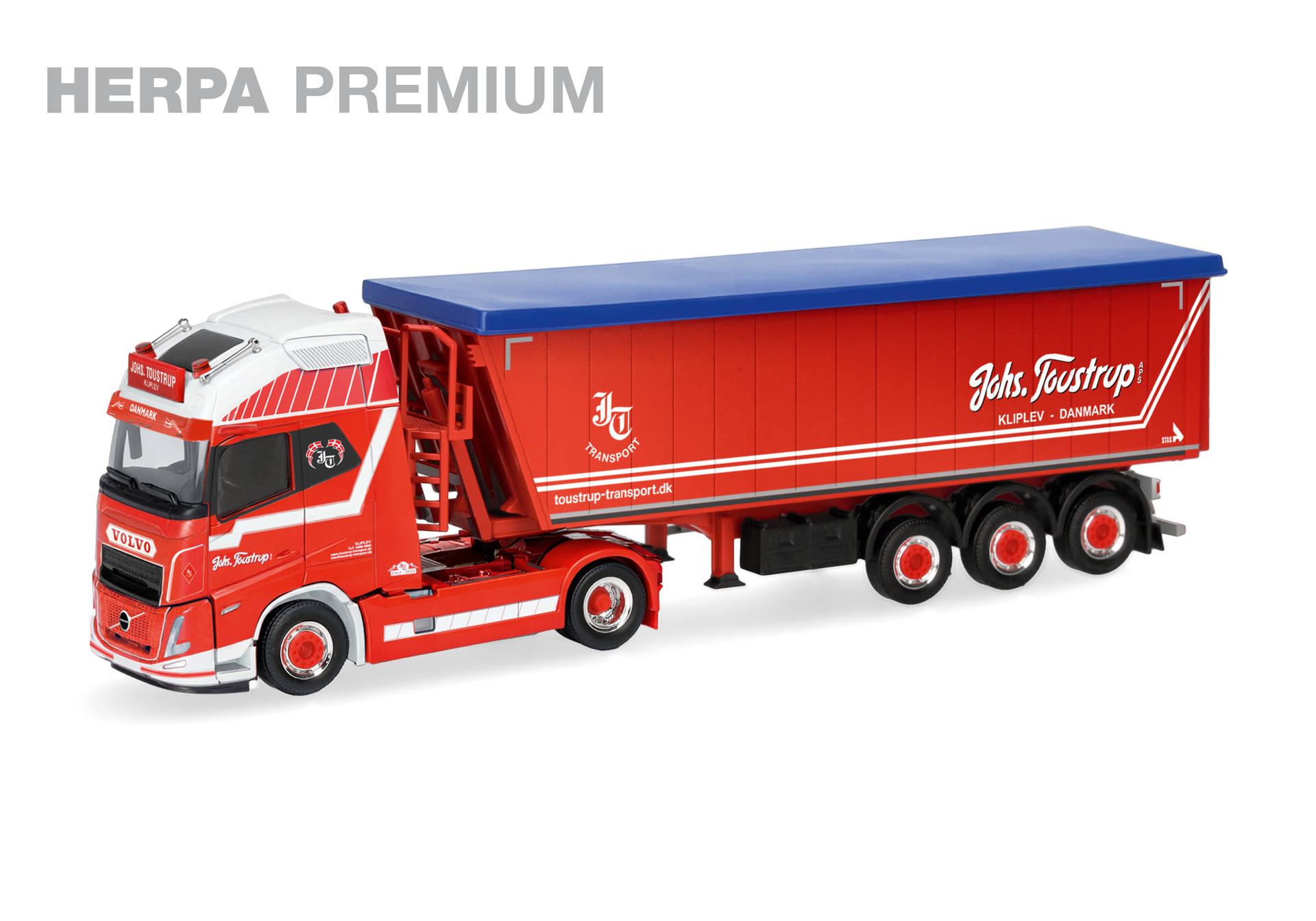 Herpa Premium 963213 | Volvo FH Aero GL XL | Stöffelliner-Sattelzug | Johs. Toustrup (DK) | 1:87