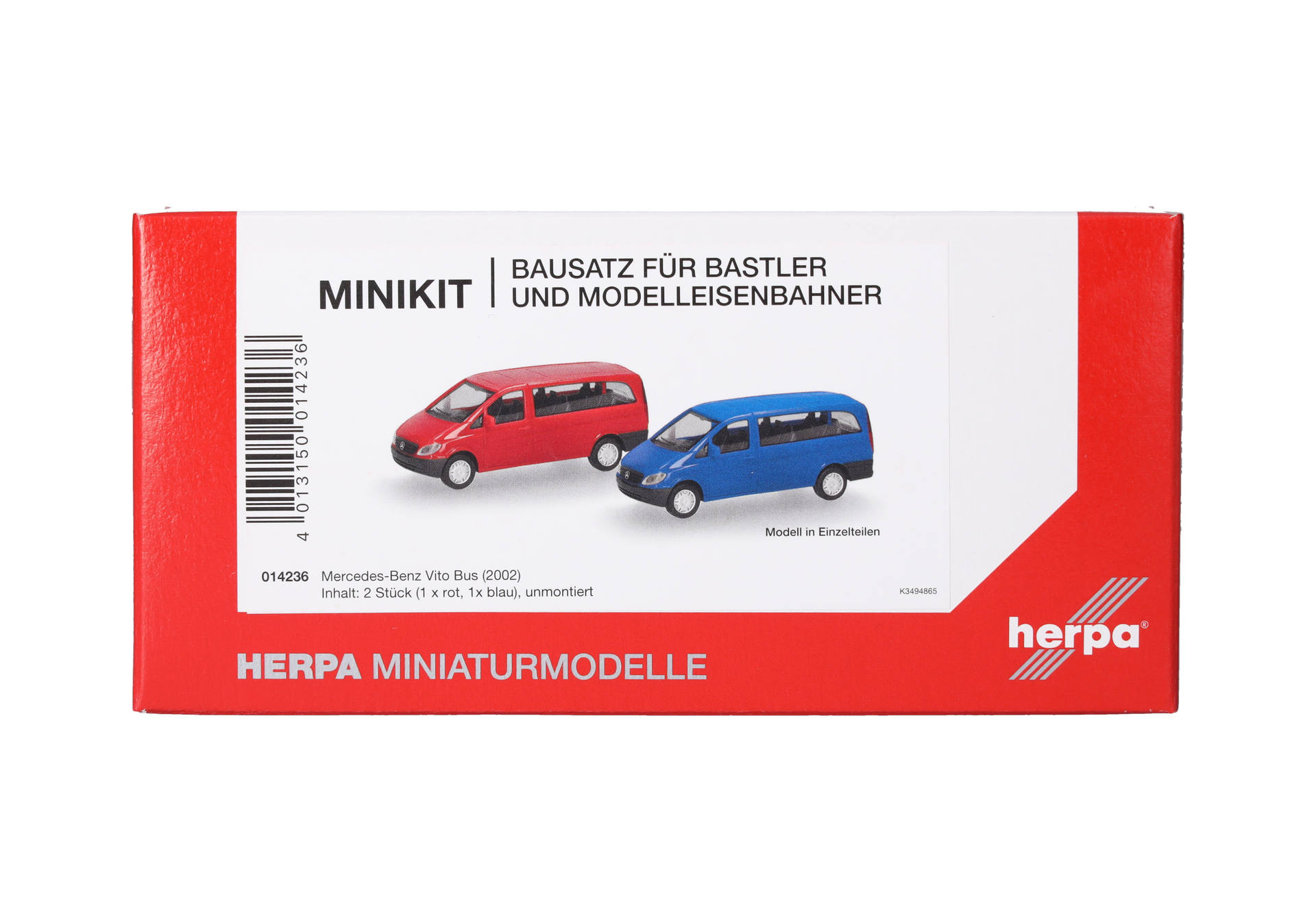 Herpa MiniKit 014236 | MB Vito Bus (2003) | rot u. ultramarinblau | 1:87