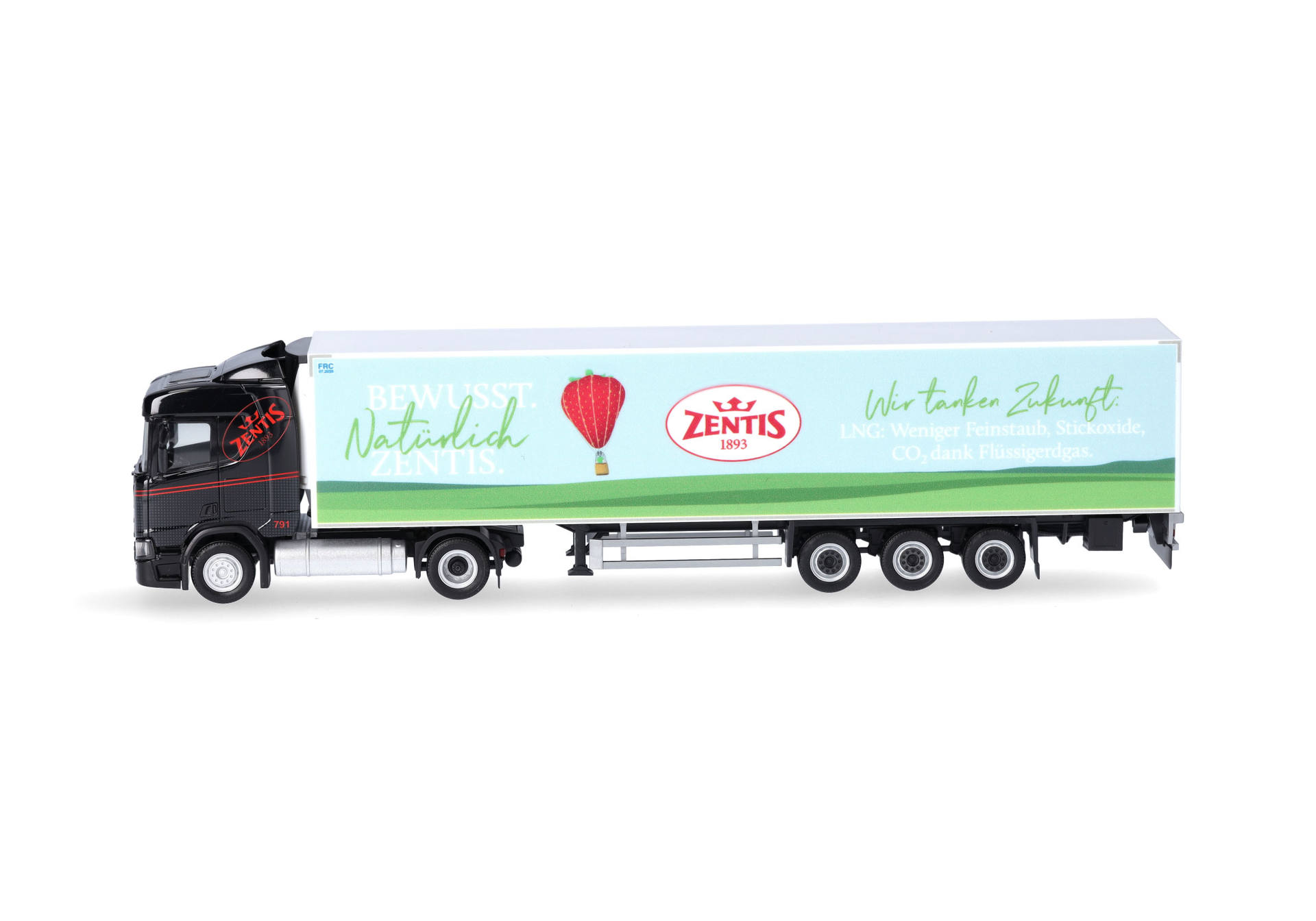 Herpa 317696 | Scania CR20 ND | LNG Kühlkoffer-Sattelzug | Zentis | 1:87