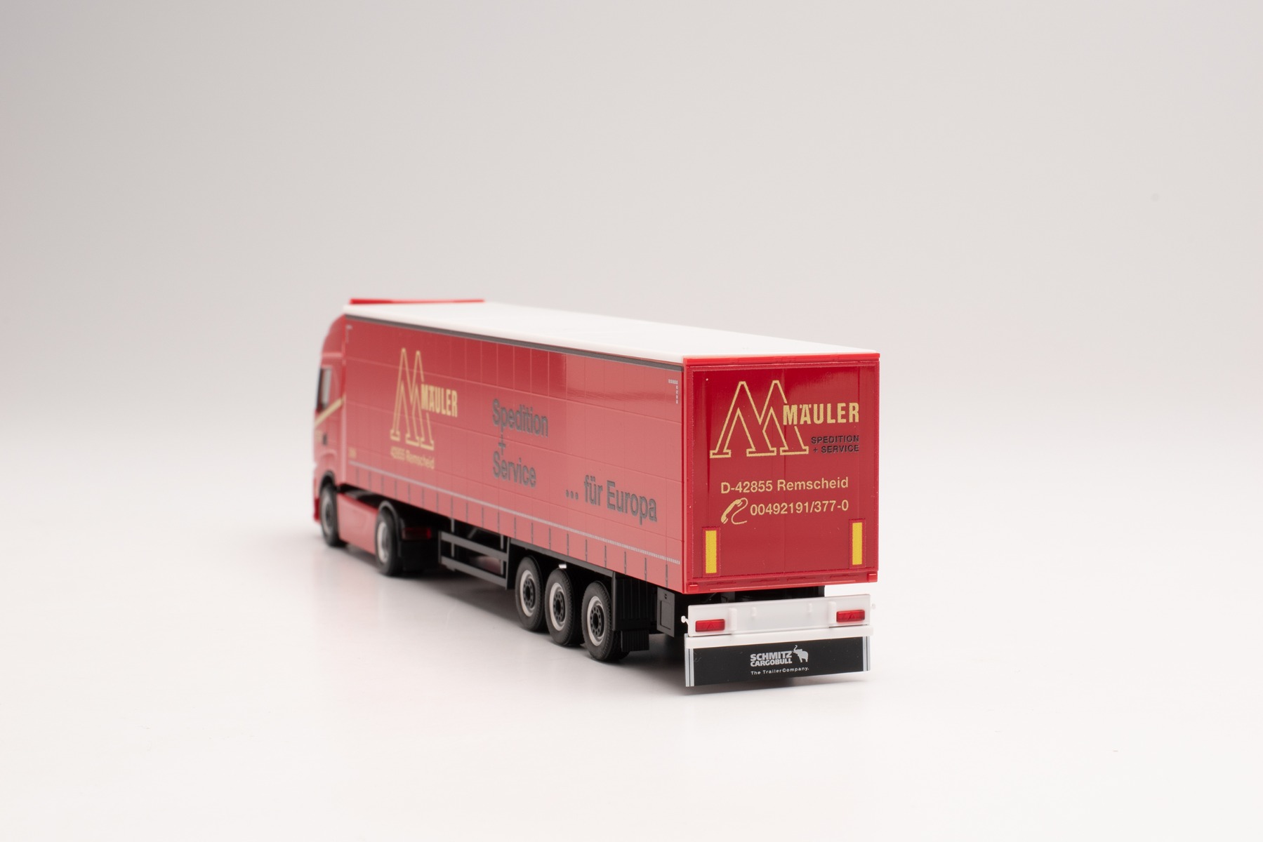 Herpa 314121 - Iveco S-Way Gardinenplanen-Sattelzug - Gustav Mäuler. 1:87