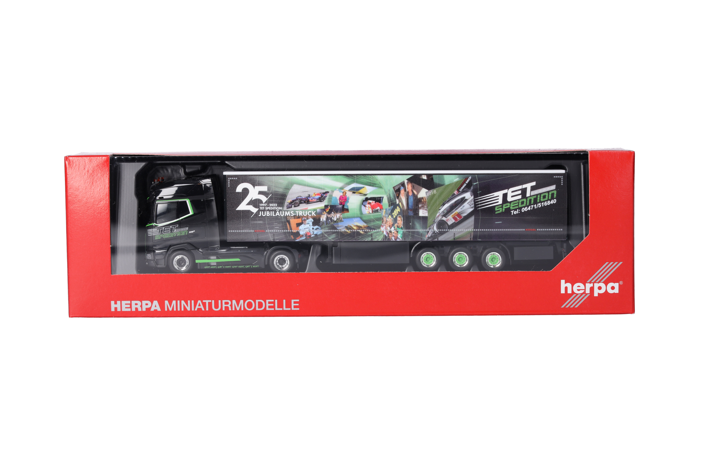 Herpa 318907 | Scania CR 20 HD | DAF XG+ Gardinenplanen-Sattelzug | TET/Jubiläum | 1:87