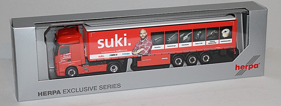 Herpa 941105 | Mercedes-Benz Actros L Gigaspace | Gardinenplanen-Sattelzug | suki/Justen | 1:87