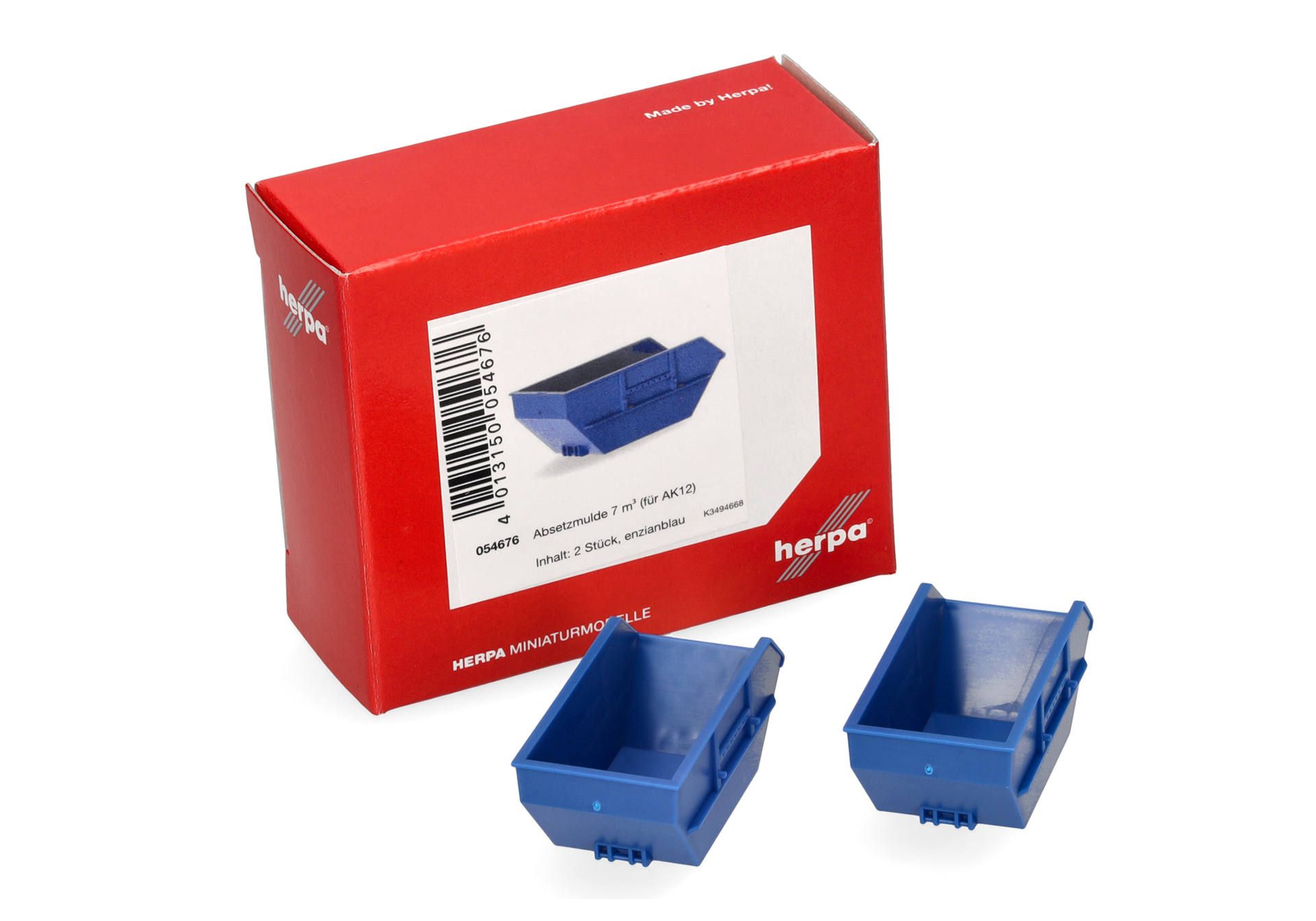 Herpa Zubehör 054676 | Absetzmulde 7m³ für AK12 | blau (2 Stück) | 1:87