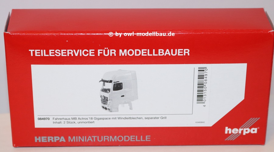 Herpa Teileservice 084970 | Fahrerhaus Mercedes-Benz Actros Gigaspace 2018 mit WLB | 1:87