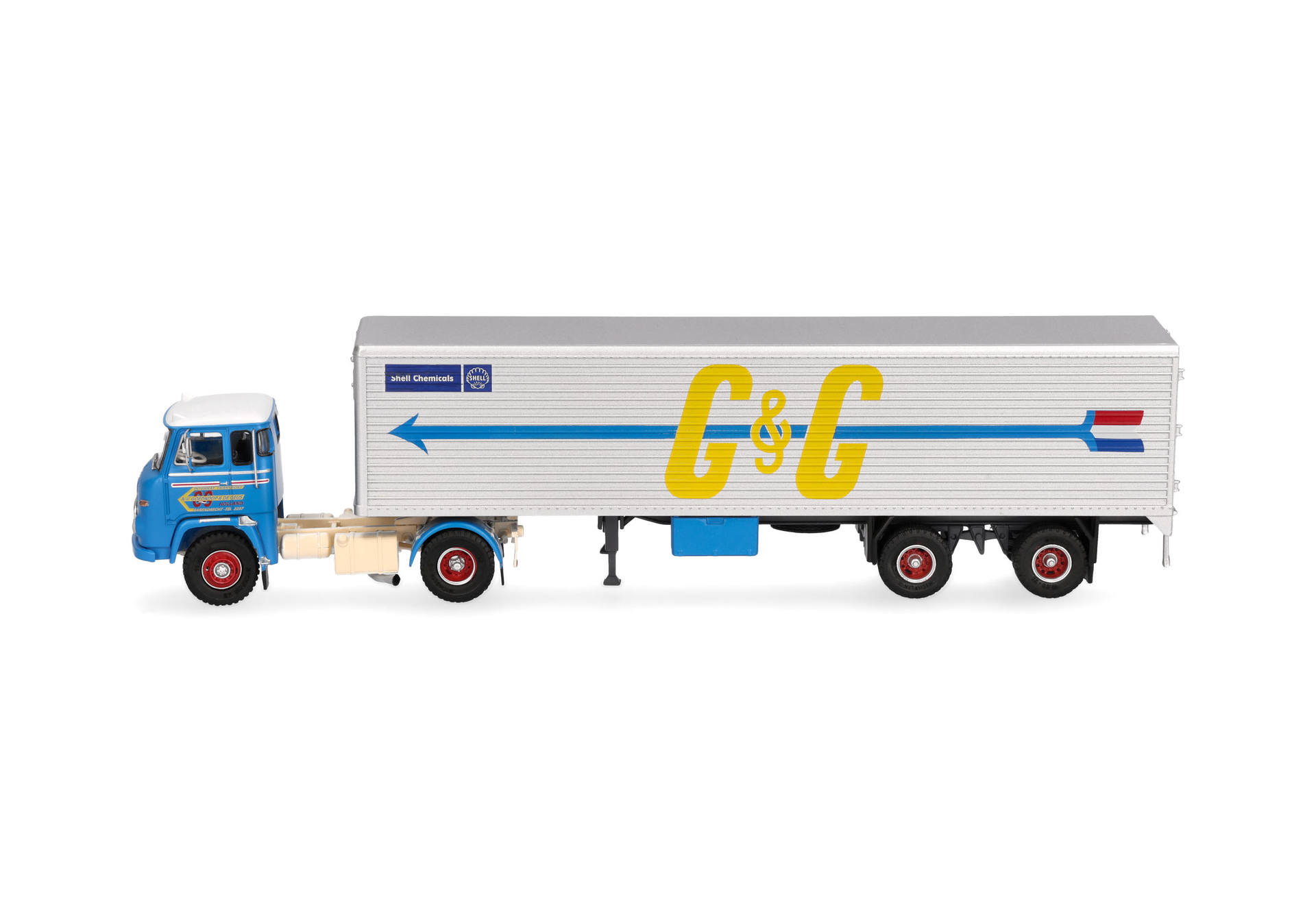 Herpa/Schwarz 87MBS026222 | Scania Vabis LB 76 | Koffer-Sattelzug | Goedkoop & De Geus | 1:87