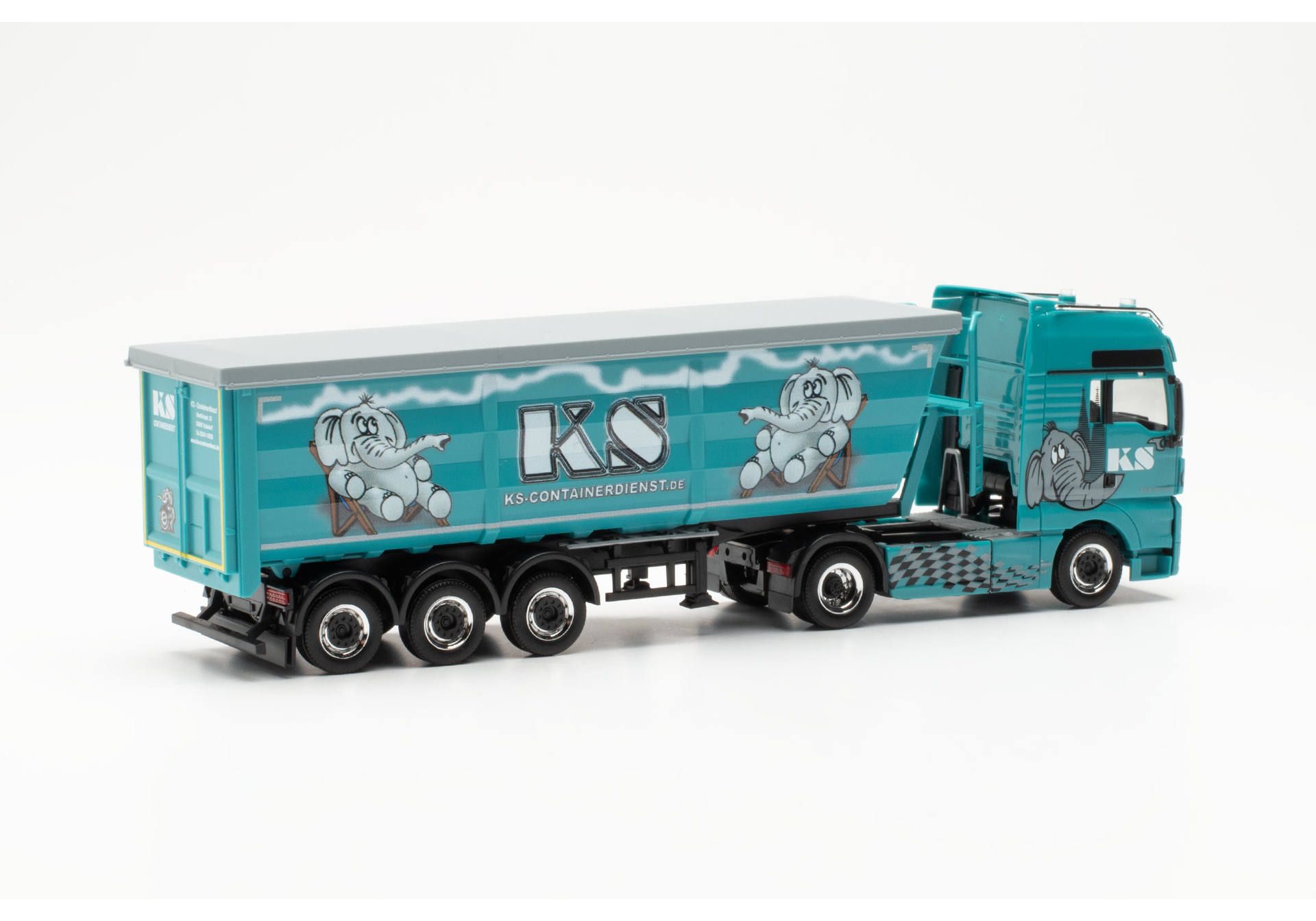 Herpa 316538 | MAN TGX XXL Euro 6C Stahlrundmulden-Sattelzug | KS Containerdienst | 1:87