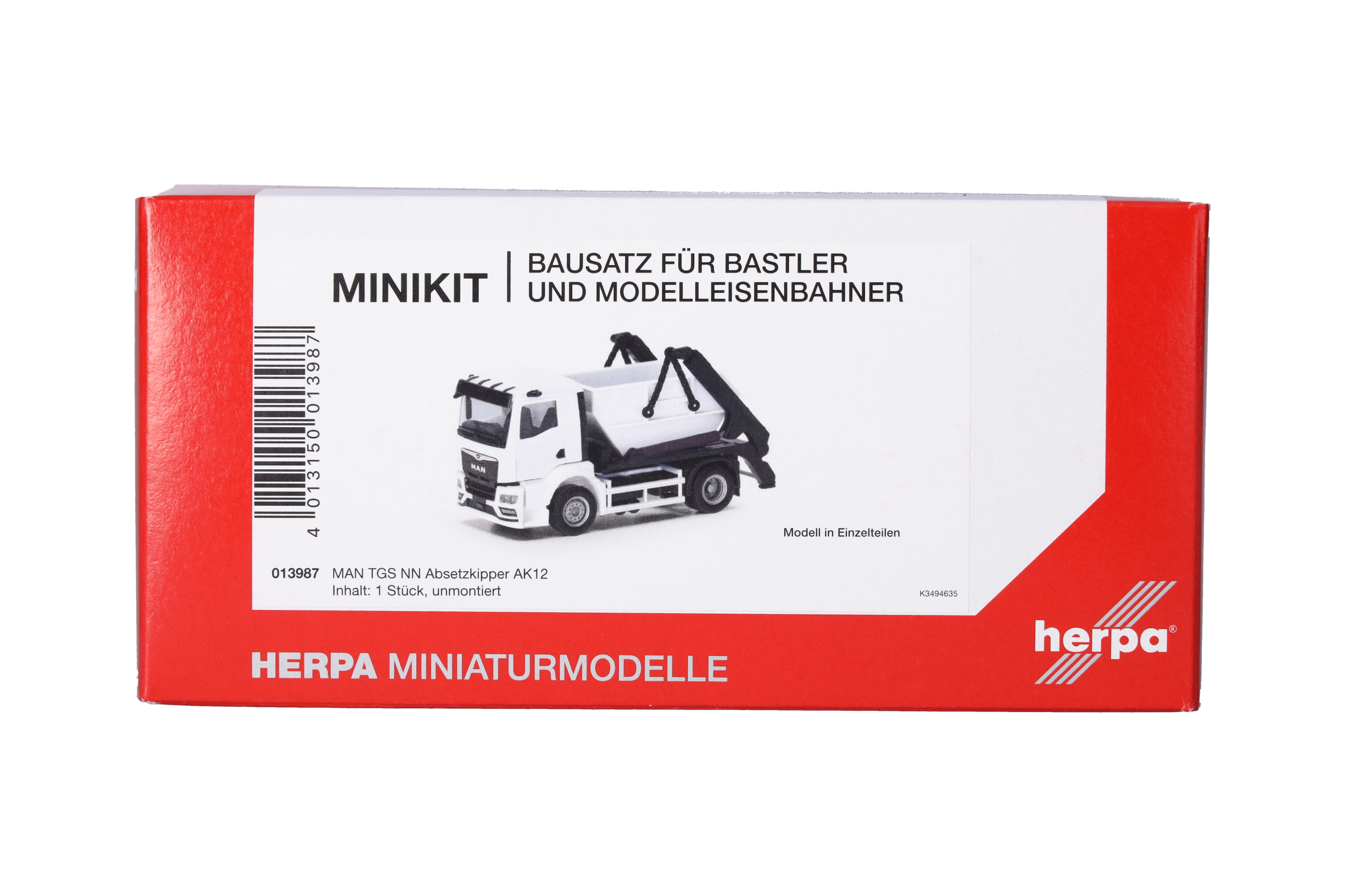 Herpa MiniKit 013987 | MAN TGS NN | Absetzkipper AK12 | weiß | 1:87