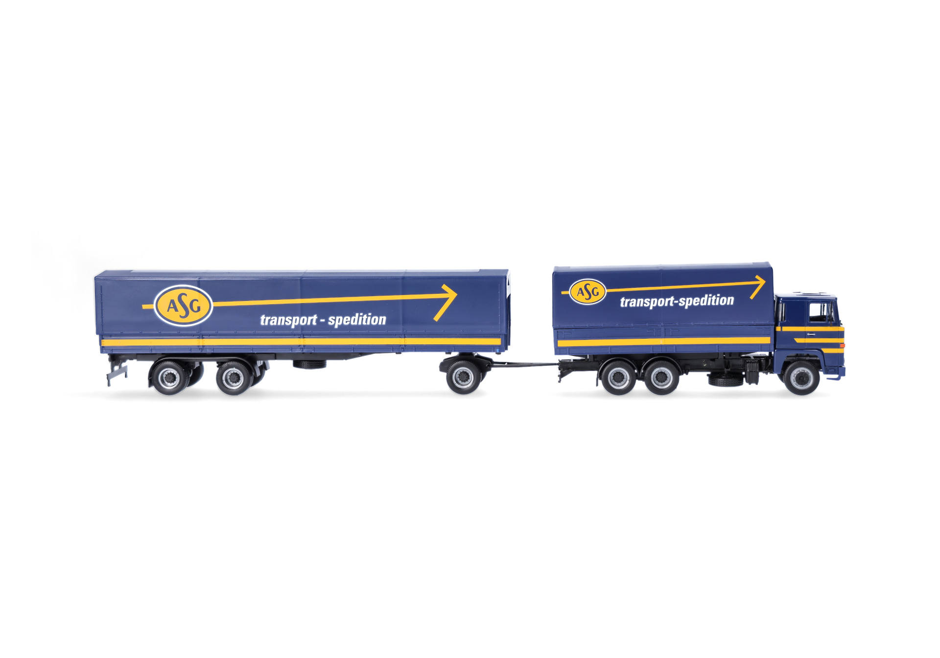 Herpa 320719 | Scania 141 | Planen-Hängerzug | ASG" (S) | 1:87
