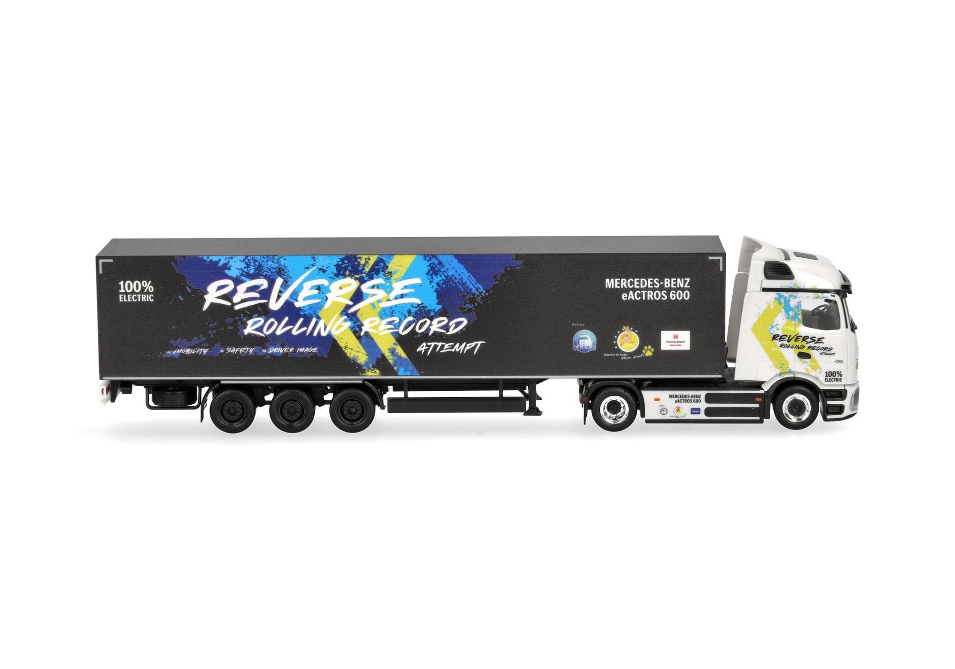 Herpa 961462 | MB eActros 600 ProCabin Streamspace Koffer-Sattelzug | Reverse Rolling Record | 1:87