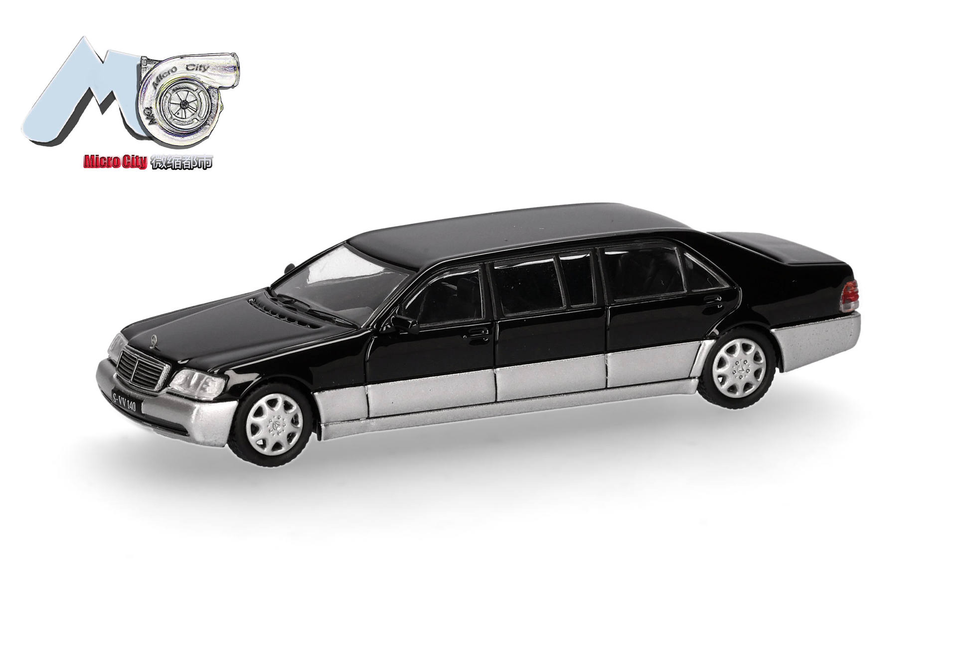 Herpa MicroCity 87MC000117 | Mercedes-Benz S600 Pullman | schwarz/silber | 1:87