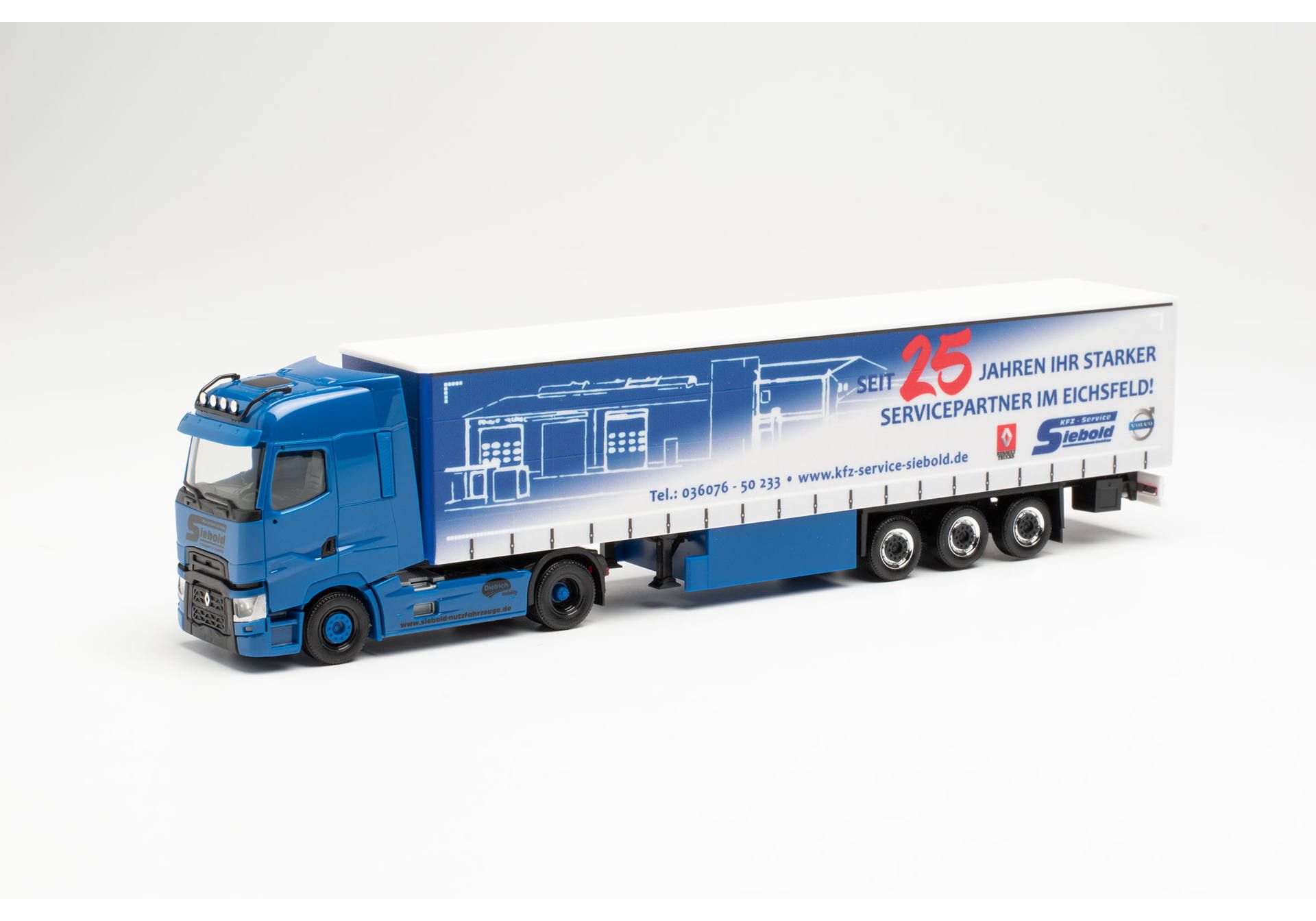 Herpa 313148 | Renault T Gardinenplanen-Sattelzug | Siebold Nutzfahrzeuge | 1:87