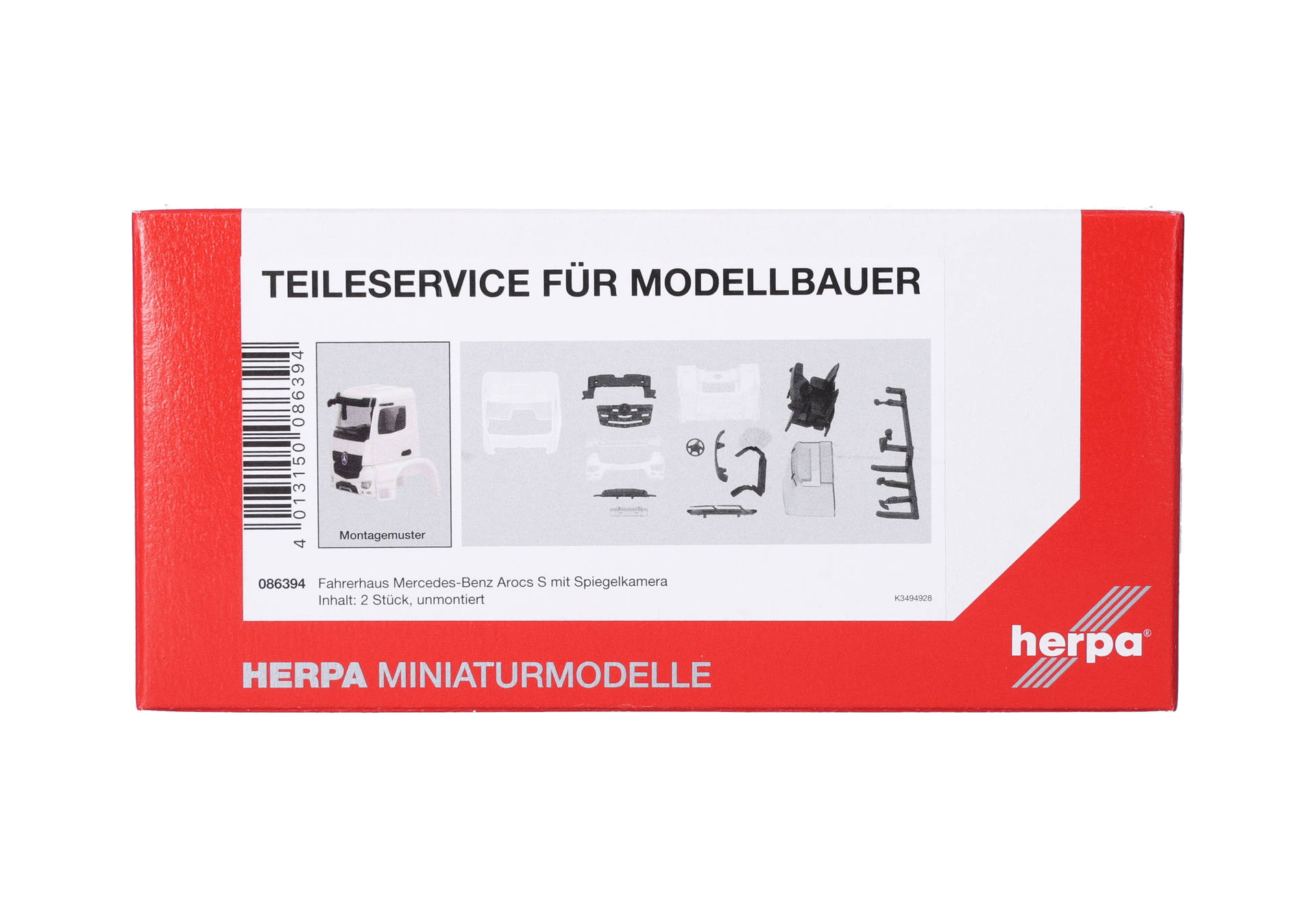 Herpa Teileservice 086394 | Fahrerhaus MB Arocs S mit Spiegelkamera | weiß | 1:87