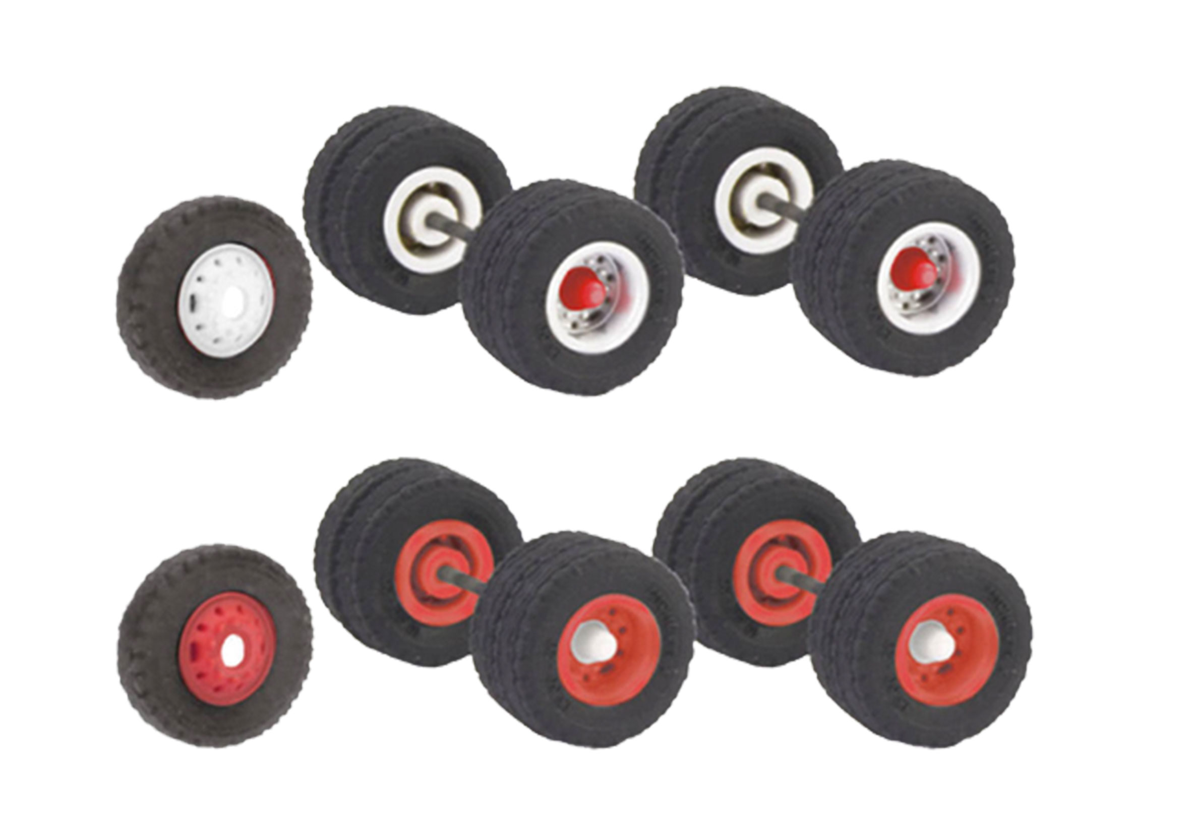 Herpa/Schwarz 87MBS026529 Radsätze Anhänger/ Auflieger 2-teilige Felgen, Reifen 10.00-20 mit Strassenprofil