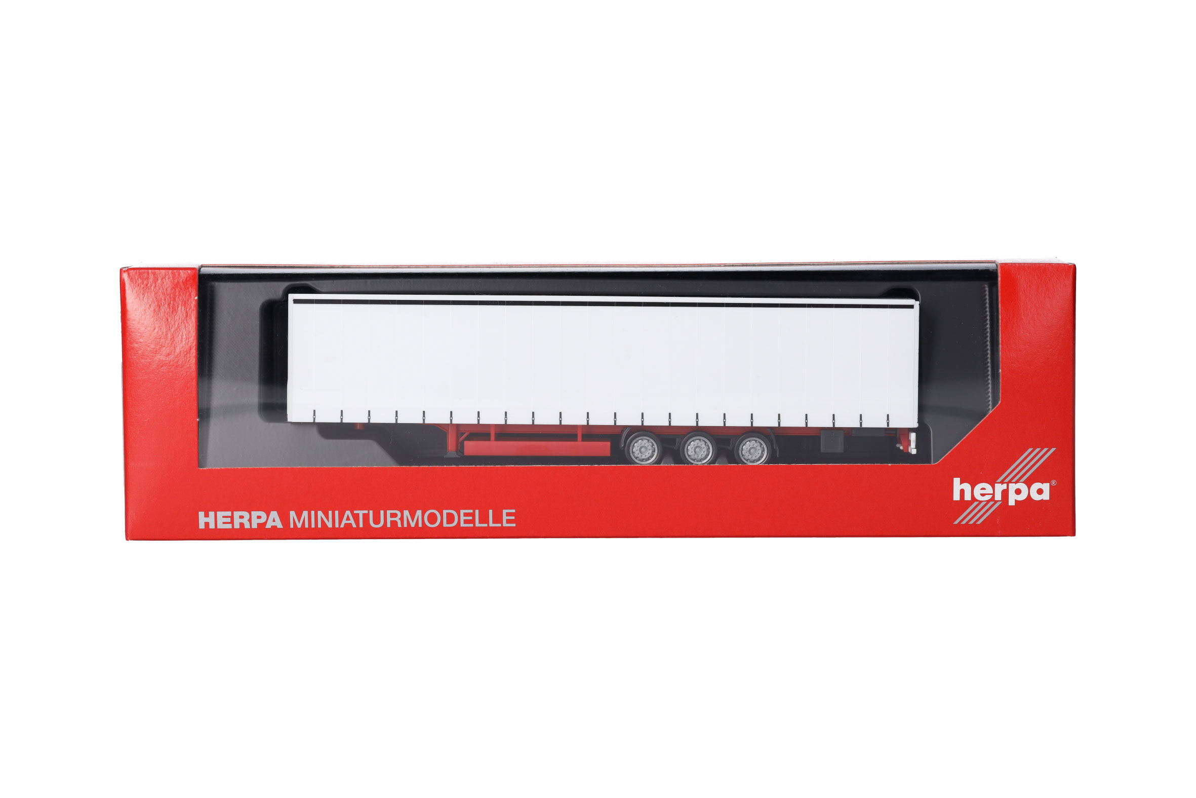 Herpa 077064 | Lowliner-Gardinenplanenauflieger | 15m 3-achs | weiß | 1:87