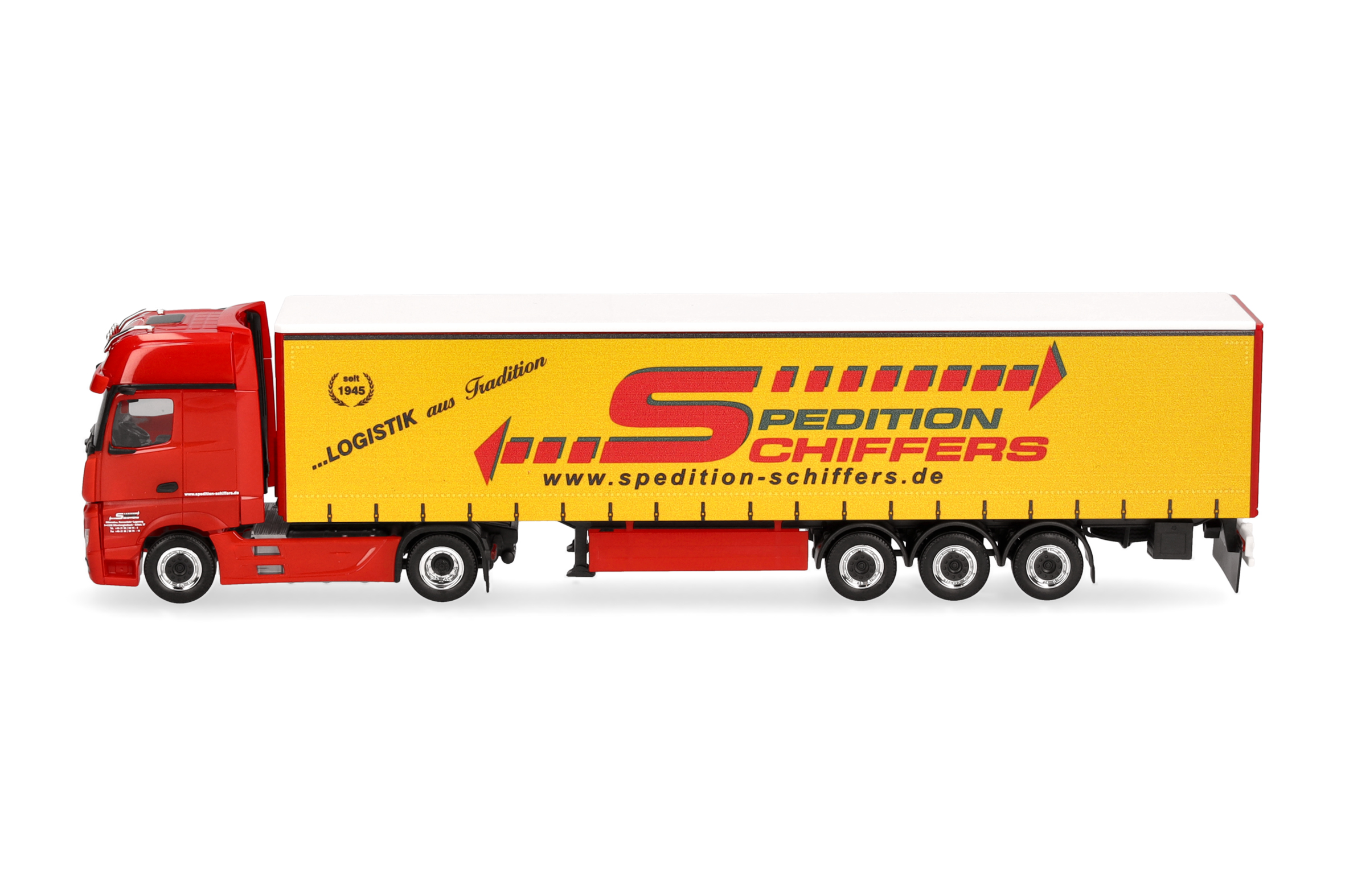 Herpa 319218 |  MB Actros Gigaspace Gardinenplanen-Sattelzug | Spedition Schiffers | 1:87