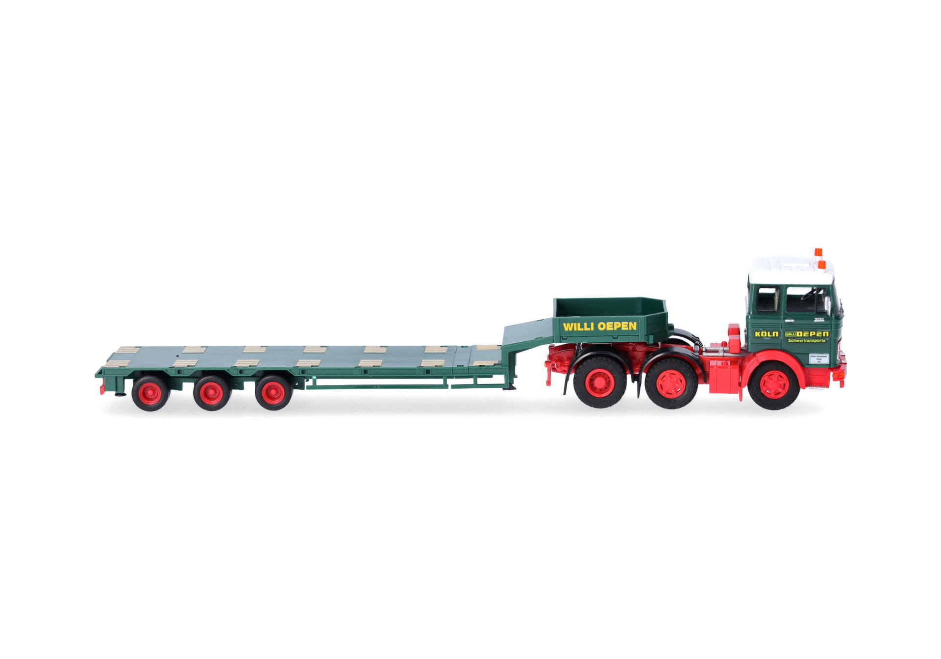 Herpa/Schwarz 87MBS026178 | Mercedes-Benz LPS 2032 Tieflade-Sattelzug |  "OEPEN" Köln | 1:87