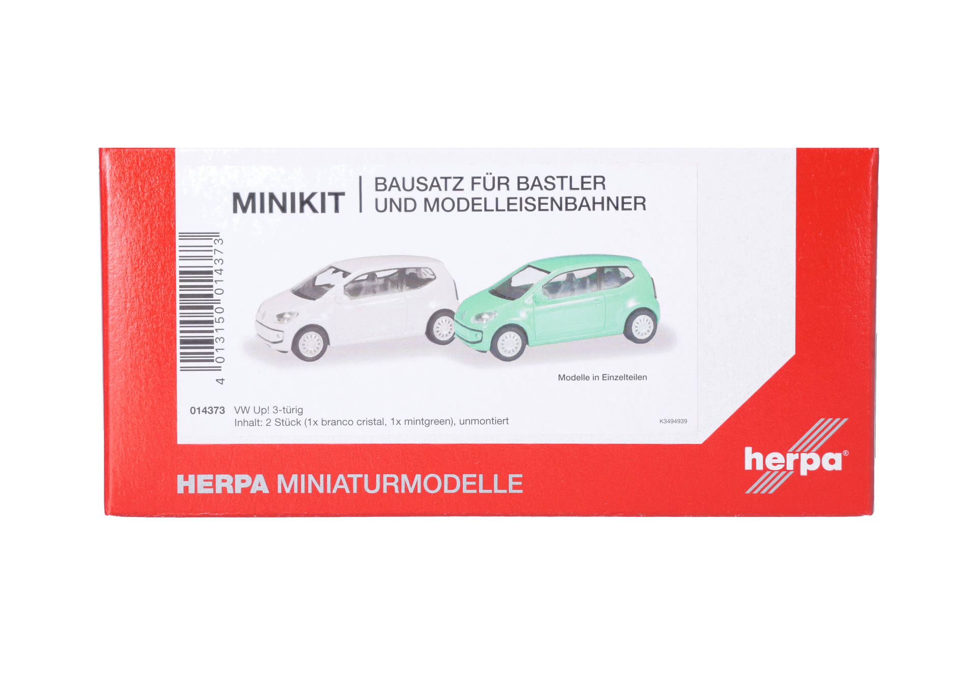 Herpa MiniKit 014373 | Volkswagen (VW) Up! 3-türig | ice mint grün u. branco cristal | 1:87