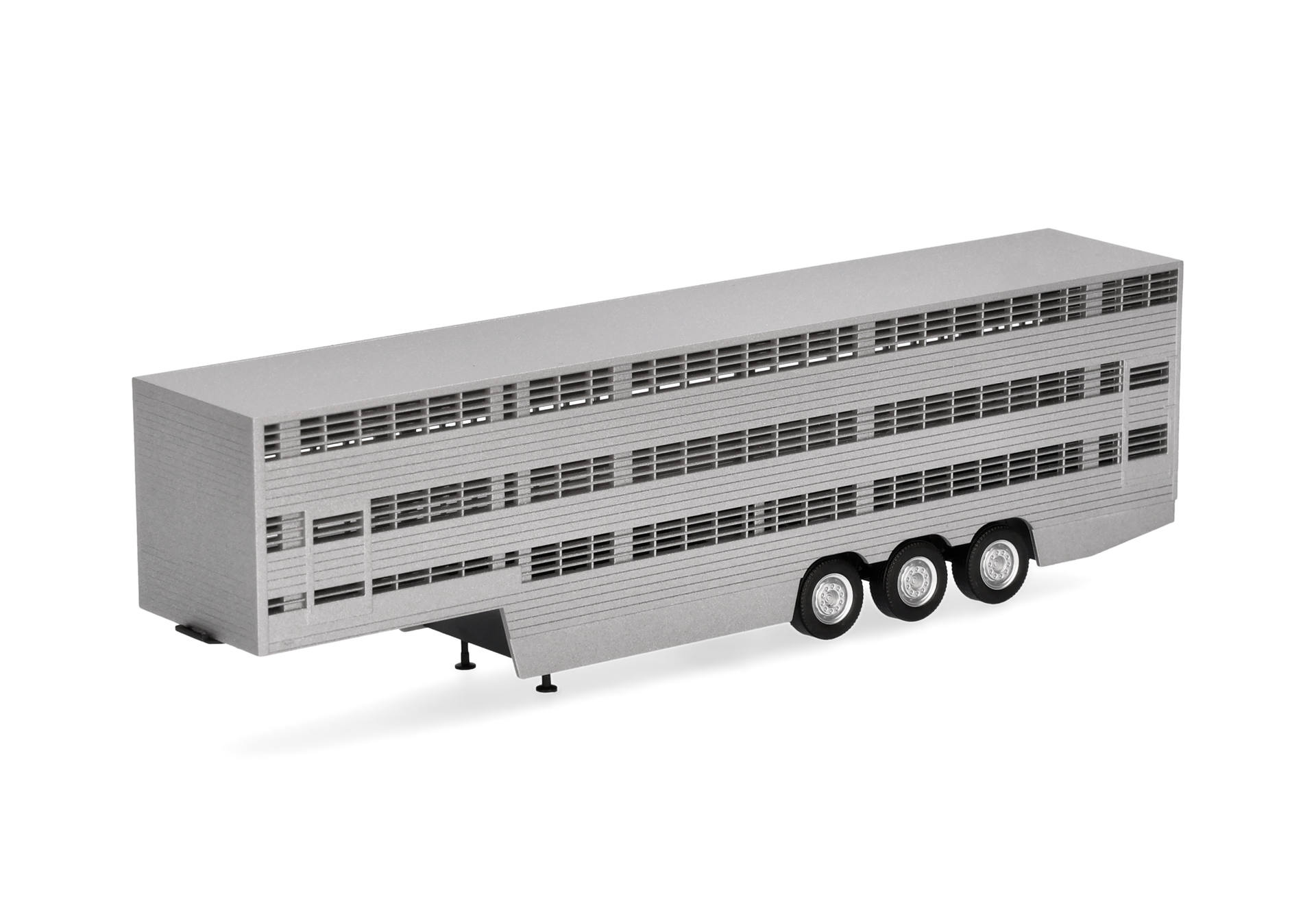 Herpa 076333-003 | Viehtransporterauflieger 3achs | silber lackiert | Chassis schwarz | 1:87