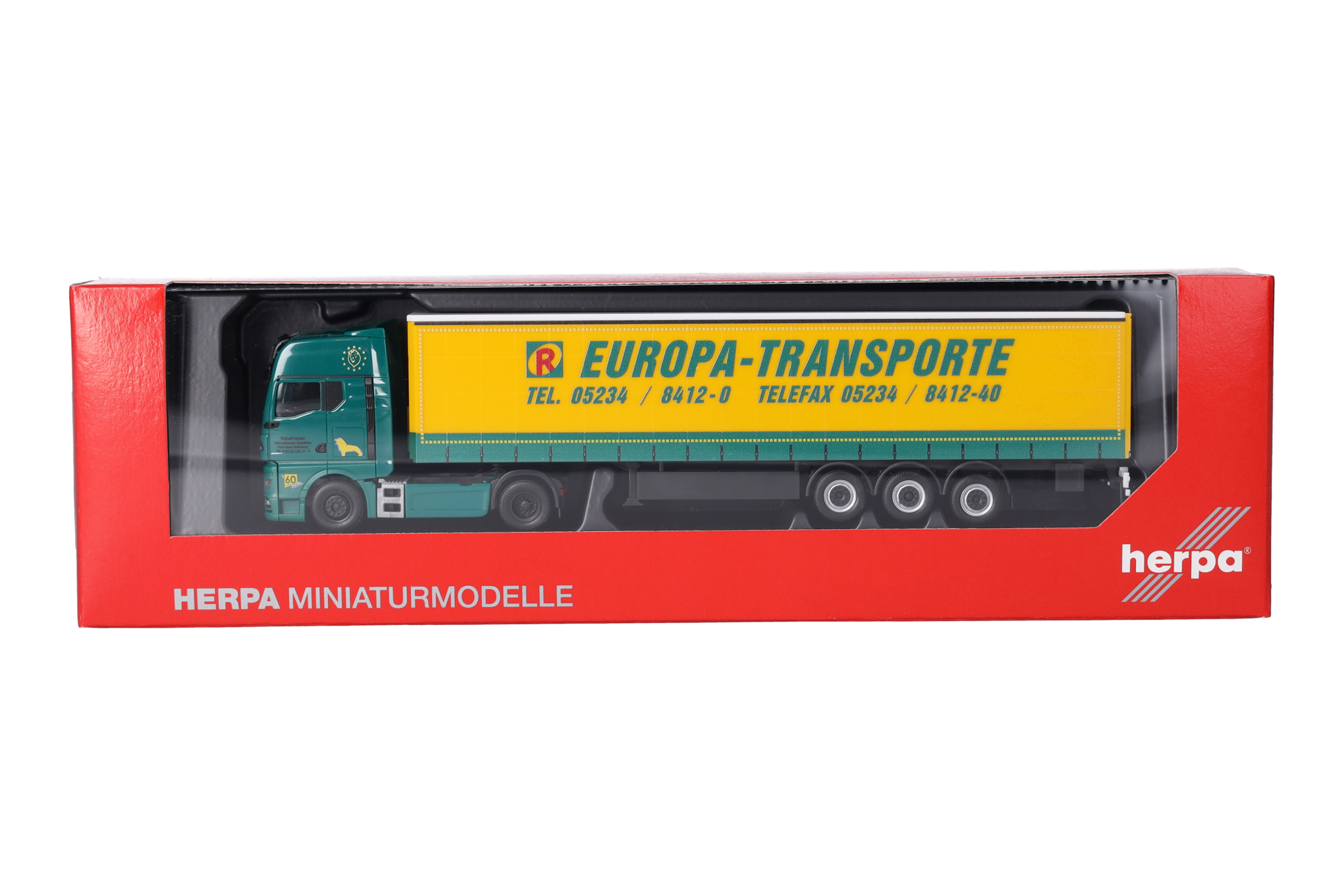 Herpa 319874 | MAN TGX GX | Gardinenplanen-Sattelzug | Rubart Europa-Transporte | 1:87