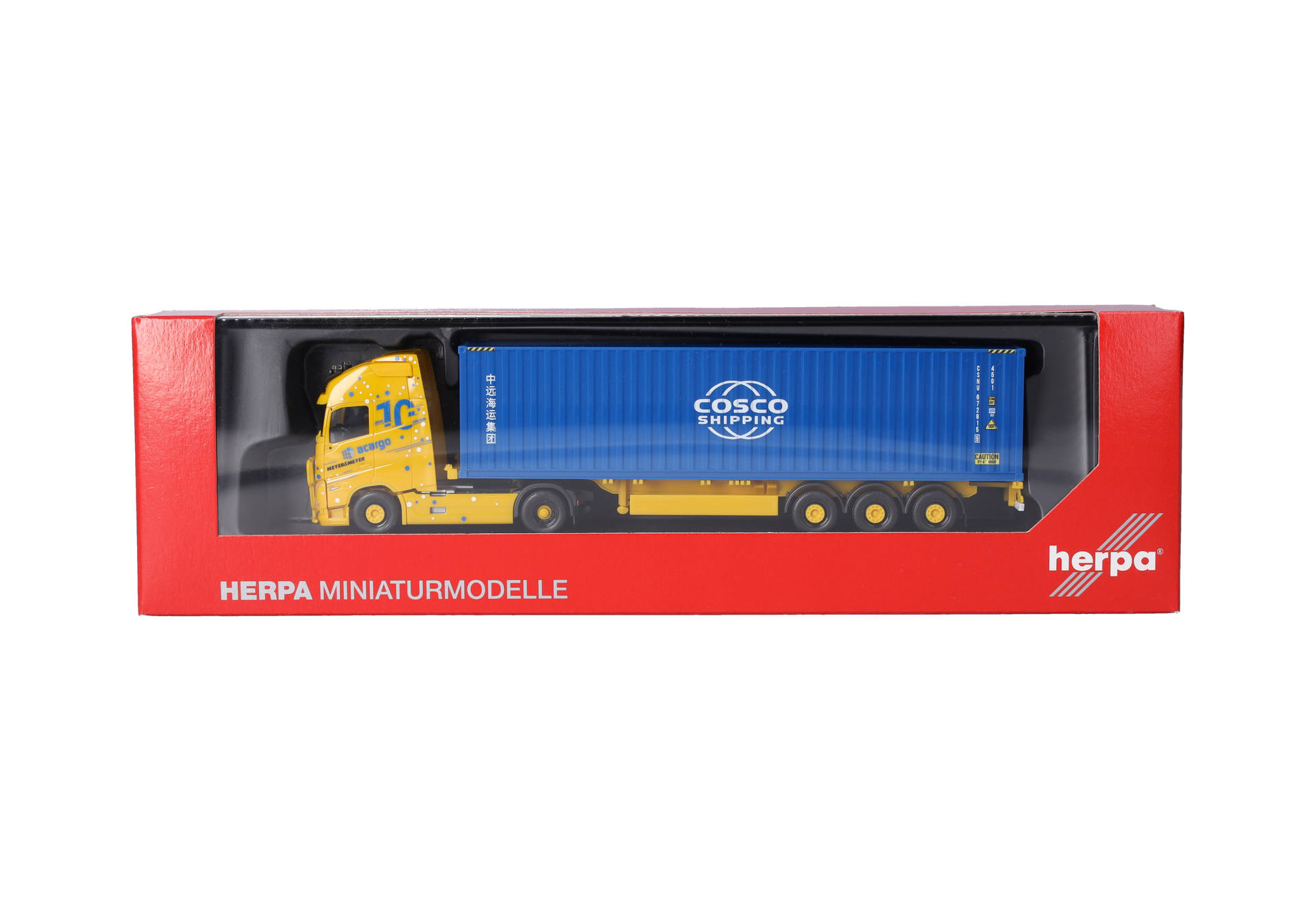 Herpa 319898 | Volvo FH GL XL 2020 Container-Sattelzug | Acargo Meyer & Meyer/Cosco | 1:87