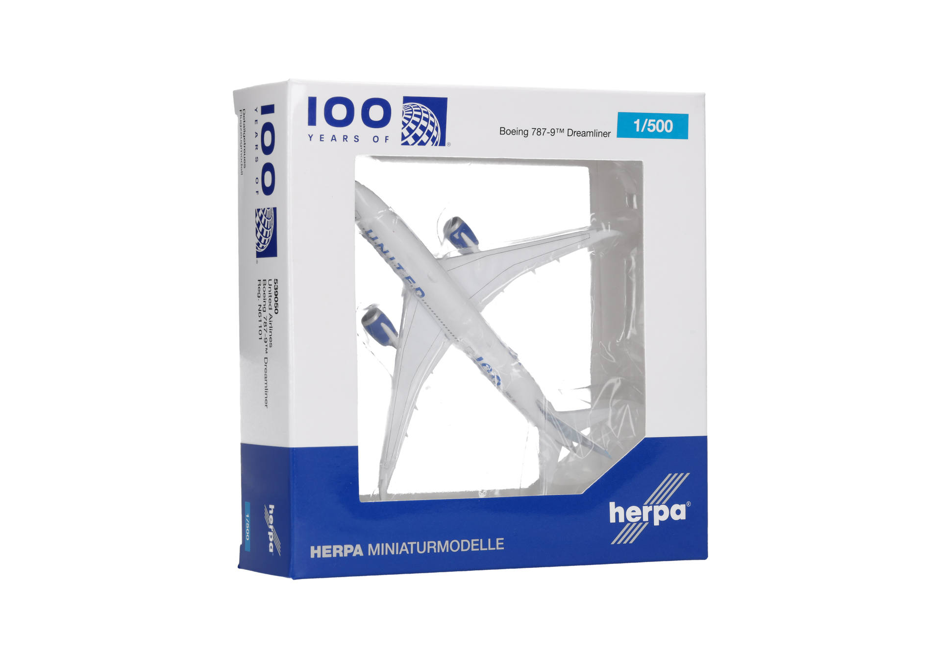 Herpa Wings 539050 | United Airlines | Boeing 787-9 Dreamliner | 100 Years – N61101 | 1:500