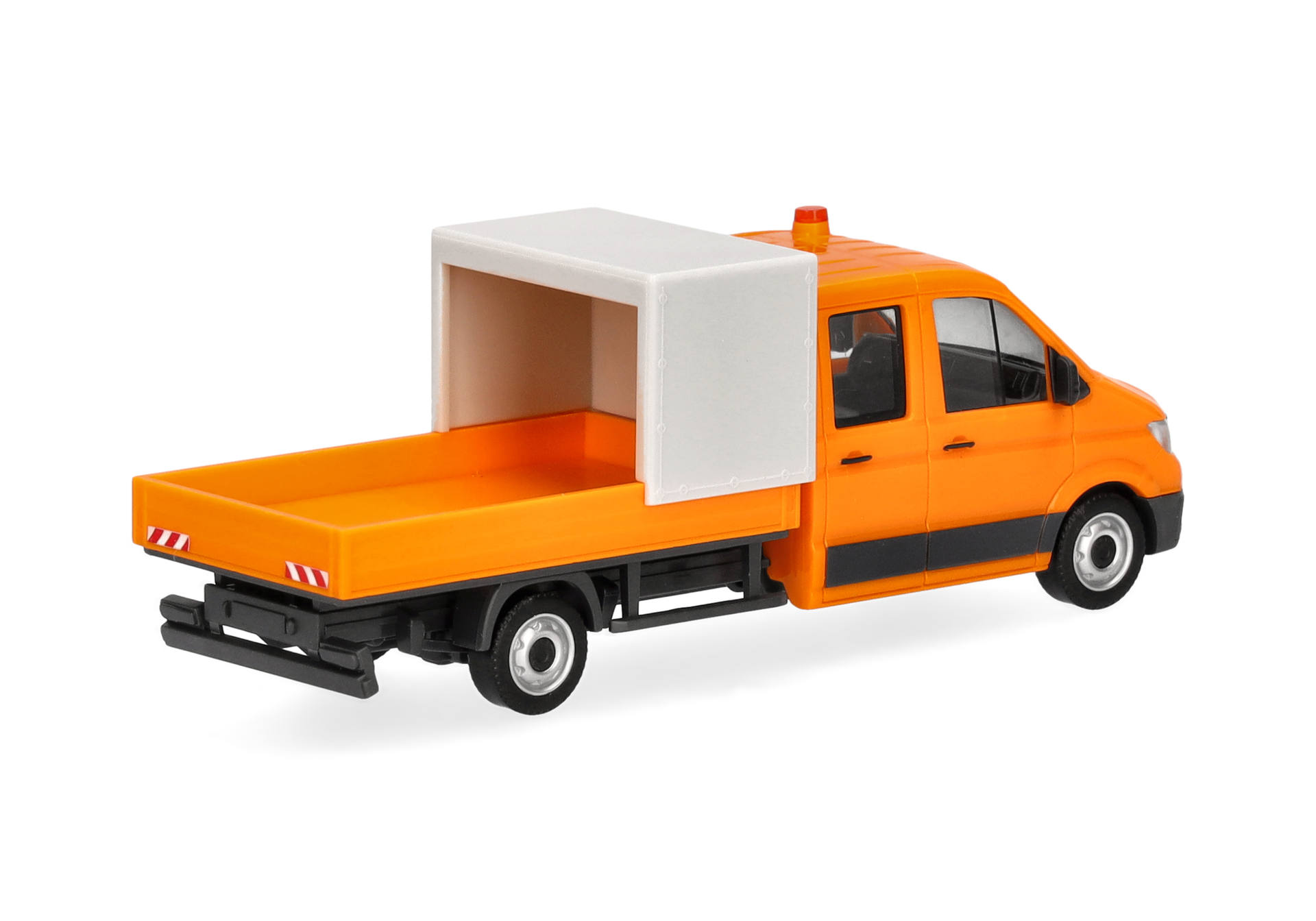 Herpa 099141 | MAN TGE Doppelkabine | Pritsche u. Halbplane | Baustellenabsicherung | kommunalorange | 1:87