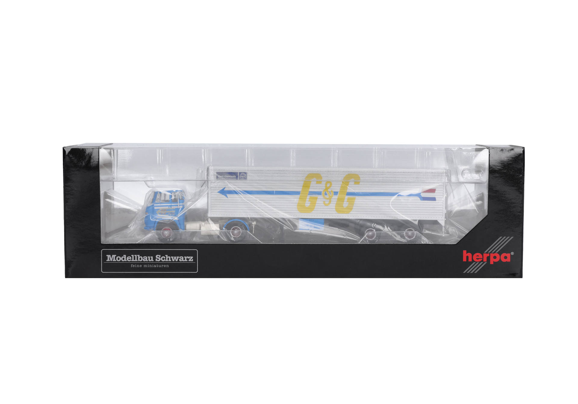 Herpa/Schwarz 87MBS026222 | Scania Vabis LB 76 | Koffer-Sattelzug | Goedkoop & De Geus | 1:87