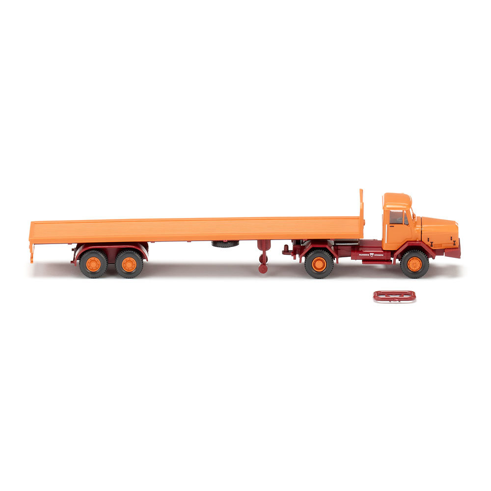 Wiking 055409 | Faun | Flachpritschensattelzug | gelborange | 1:87