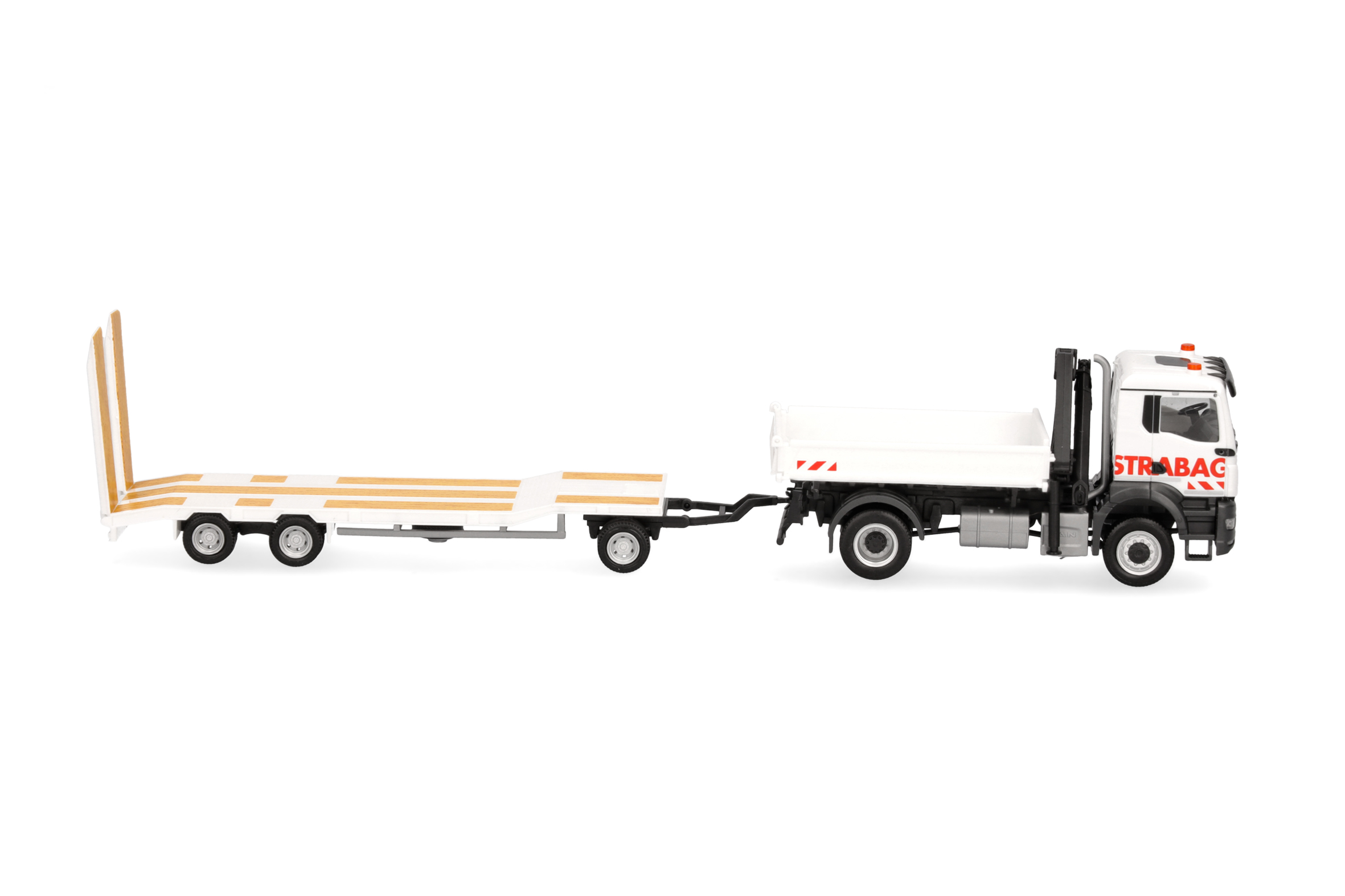 Herpa 318730 | MAN TGS NN Dreiseitenkipper | Kran u. TU3-Anhänger | STRABAG  | 1:87