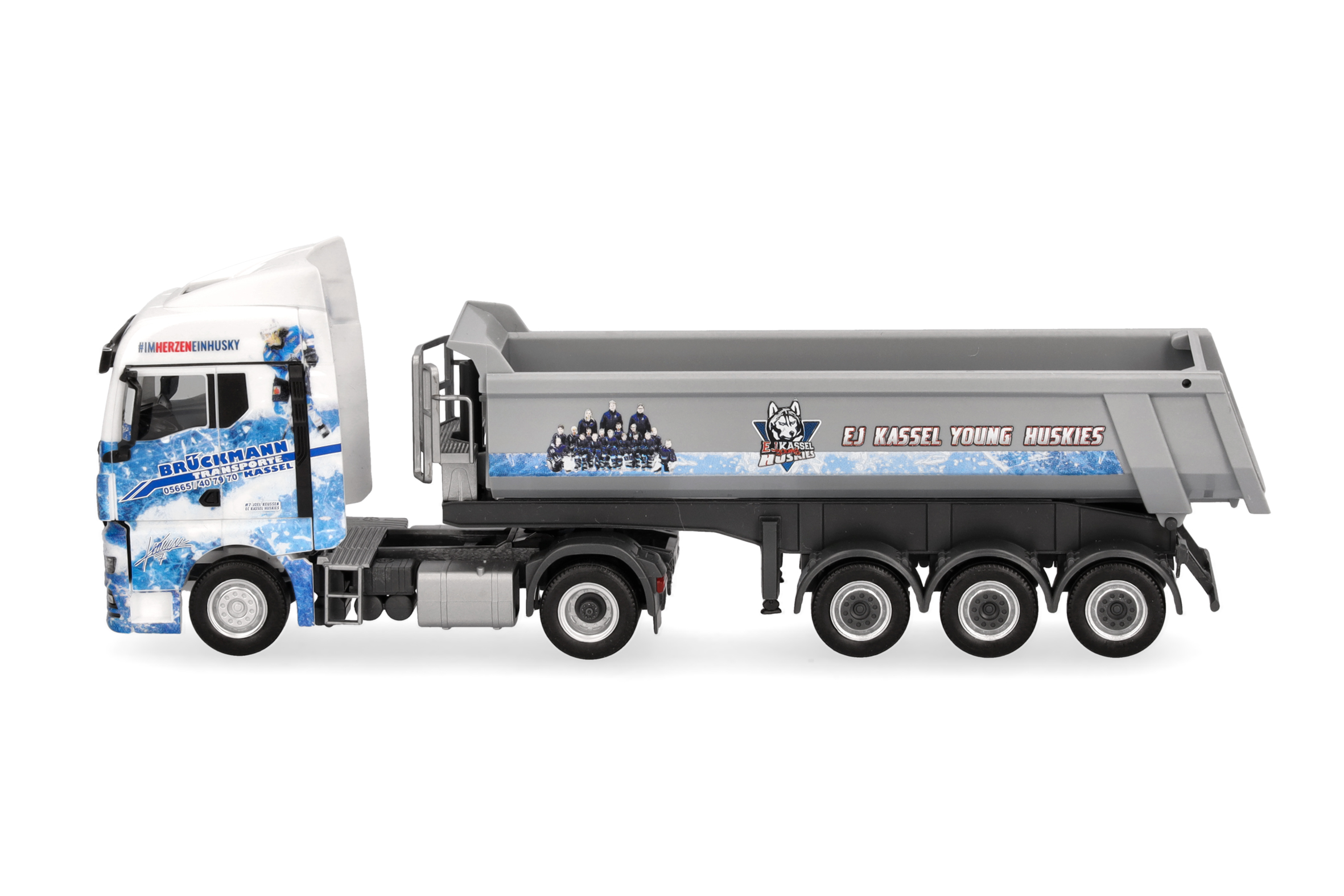 Herpa 318044 | MAN TGX GM Rundmulden-Sattelzug | Brückmann/Kassel Huskies | 1:87