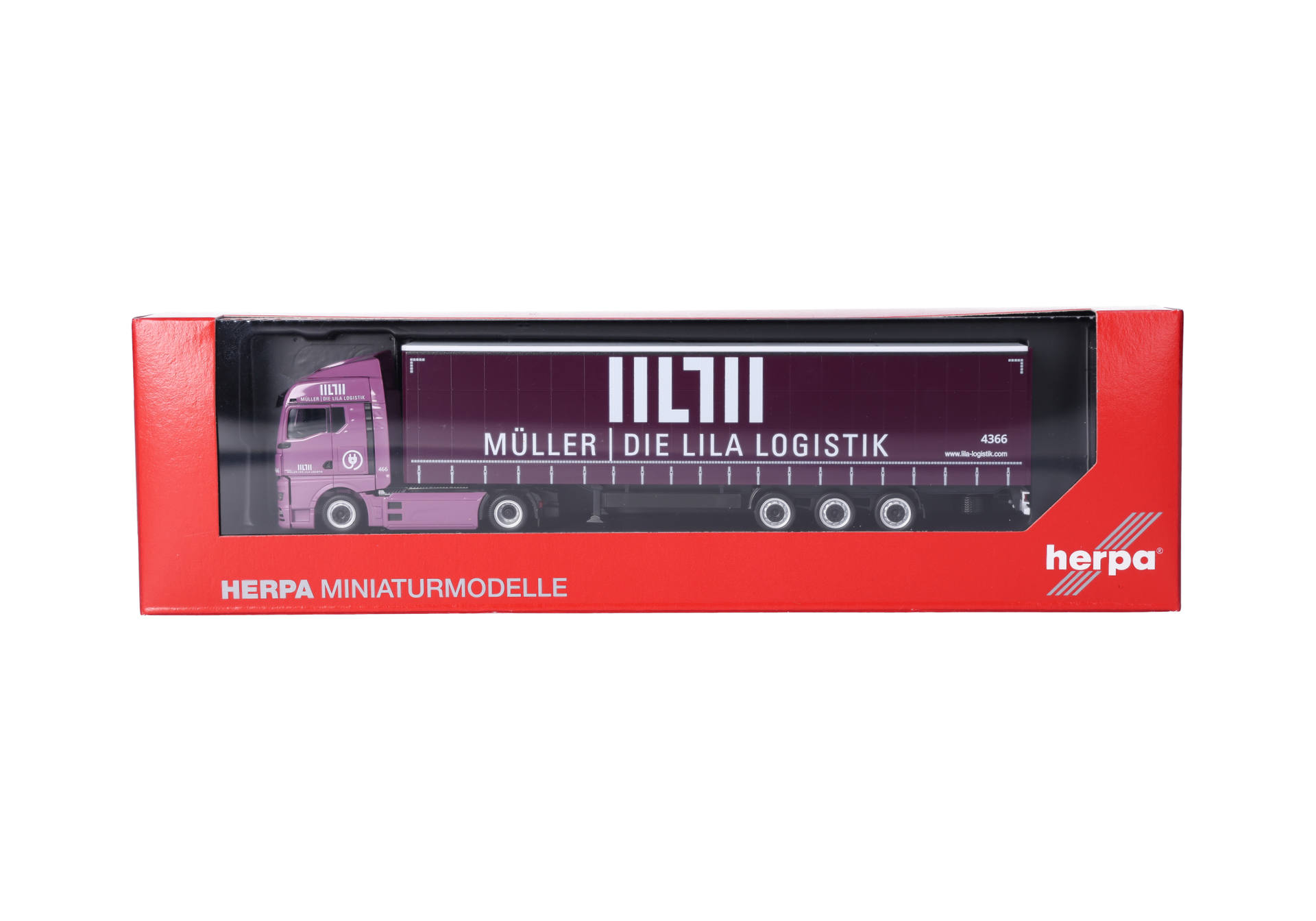 Herpa 320801 | MAN eTGX GM | Volumenplanen-Sattelzug | Müller - Die lila Logistik | 1:87