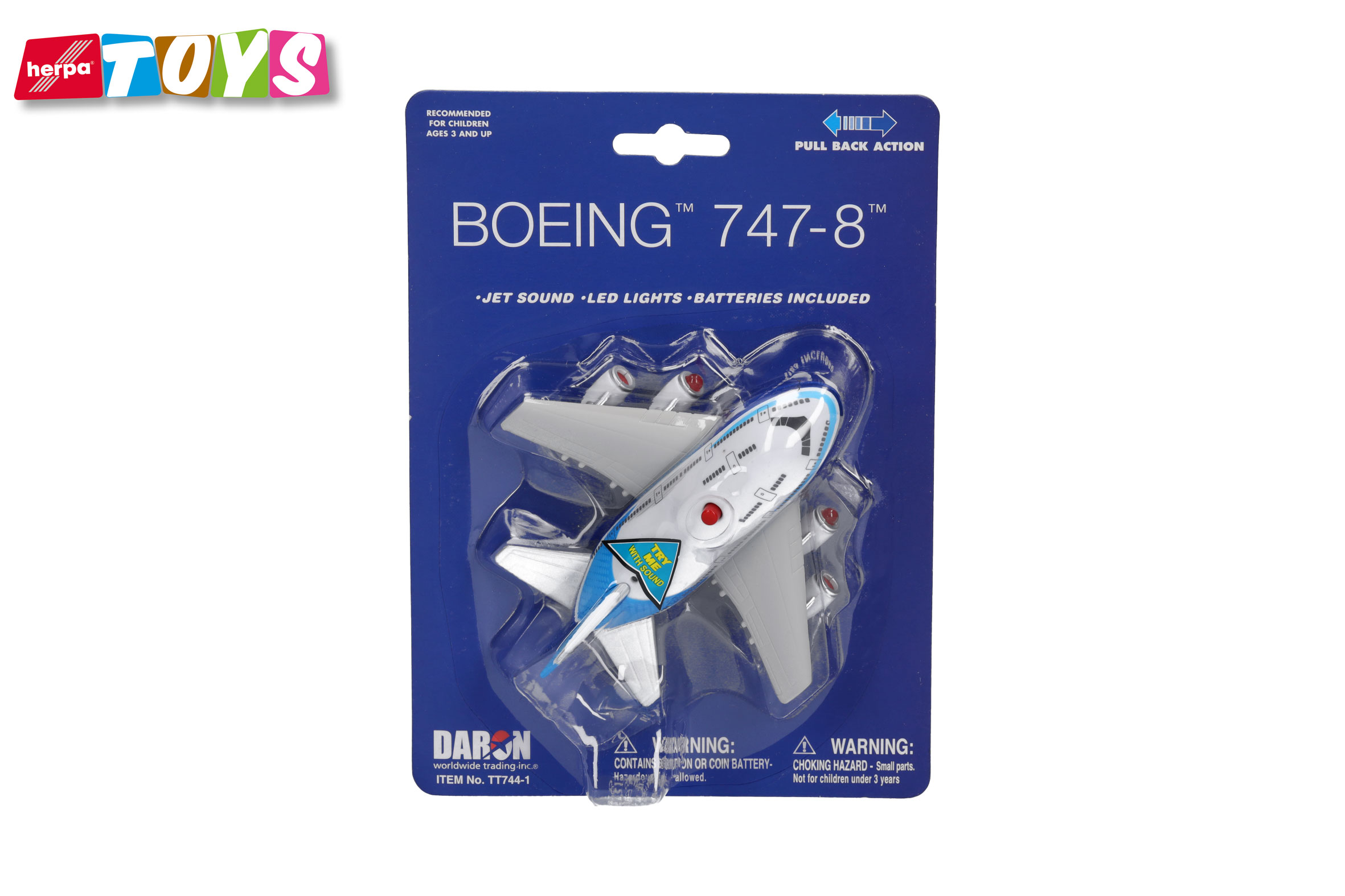 Herpa Toys | 86PB-744-1A | Boeing 747-8 Pullback Aviation Toy