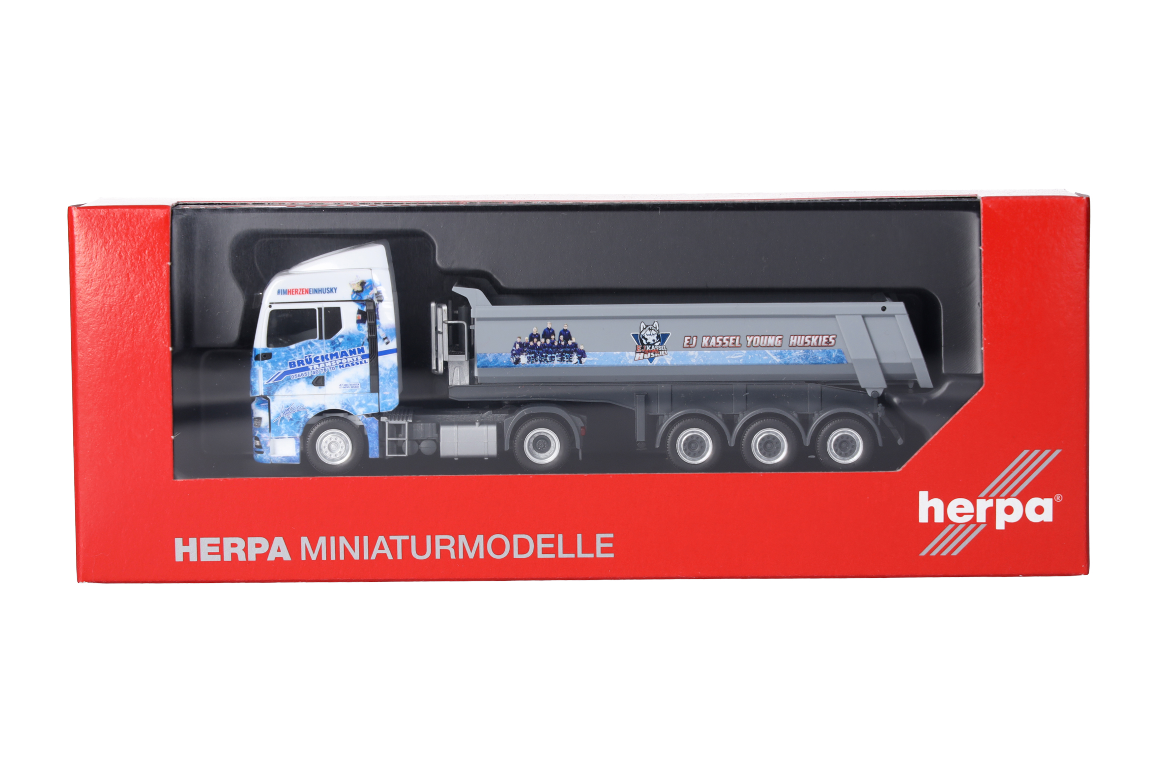 Herpa 318044 | MAN TGX GM Rundmulden-Sattelzug | Brückmann/Kassel Huskies | 1:87