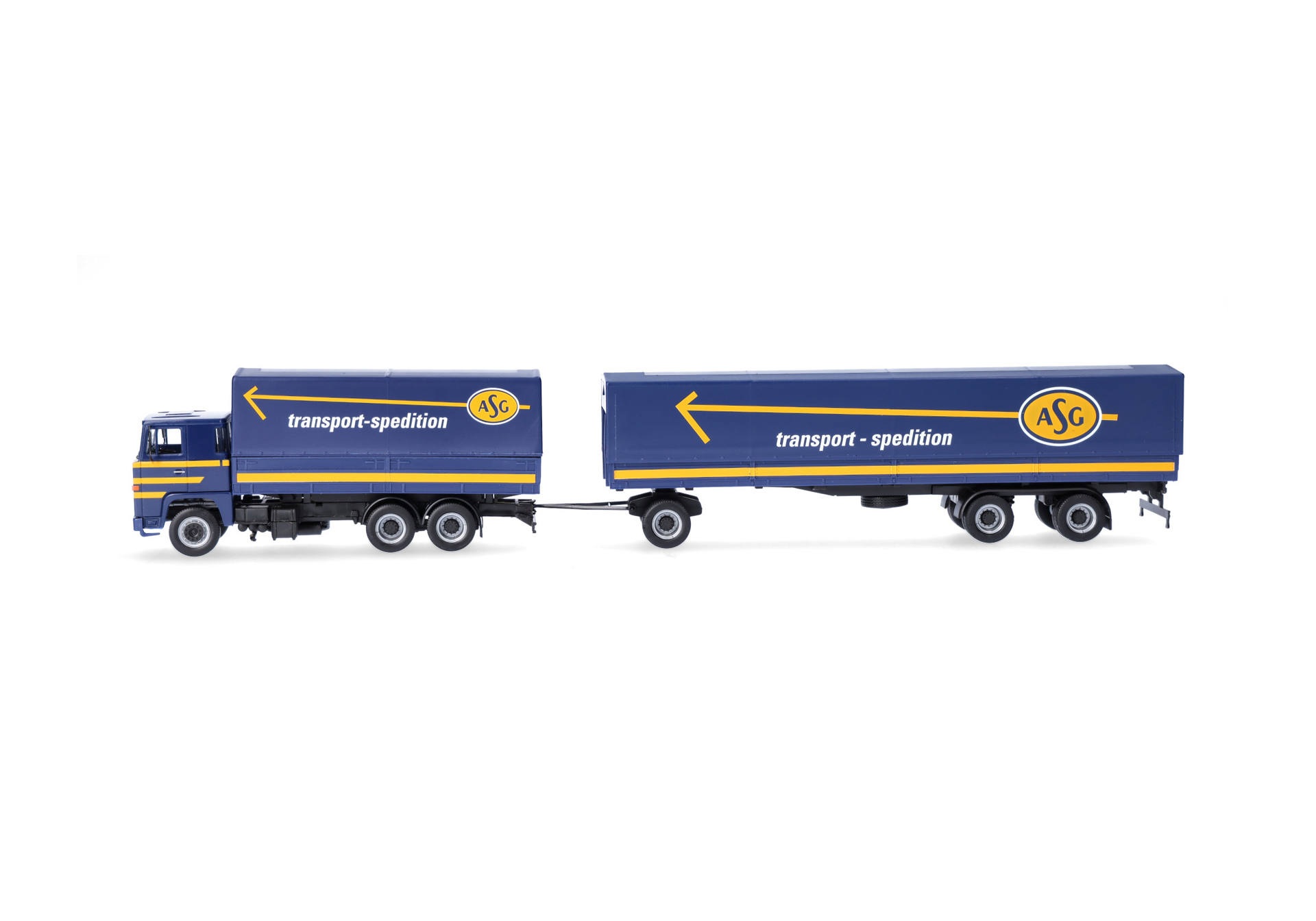 Herpa 320719 | Scania 141 | Planen-Hängerzug | ASG" (S) | 1:87
