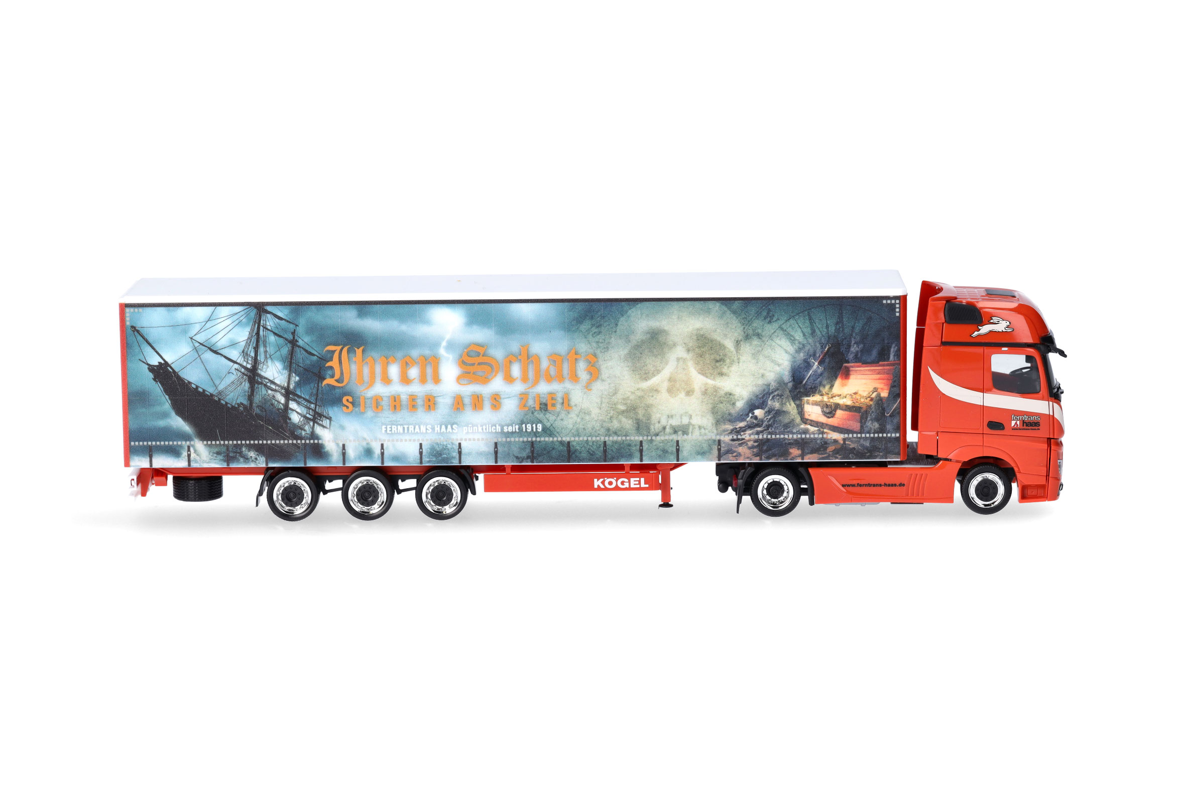 Herpa 317450 | MB Actros L Gigaspace Lowlinergardinenplanen-Sattelzug | Ferntrans Haas | 1:87