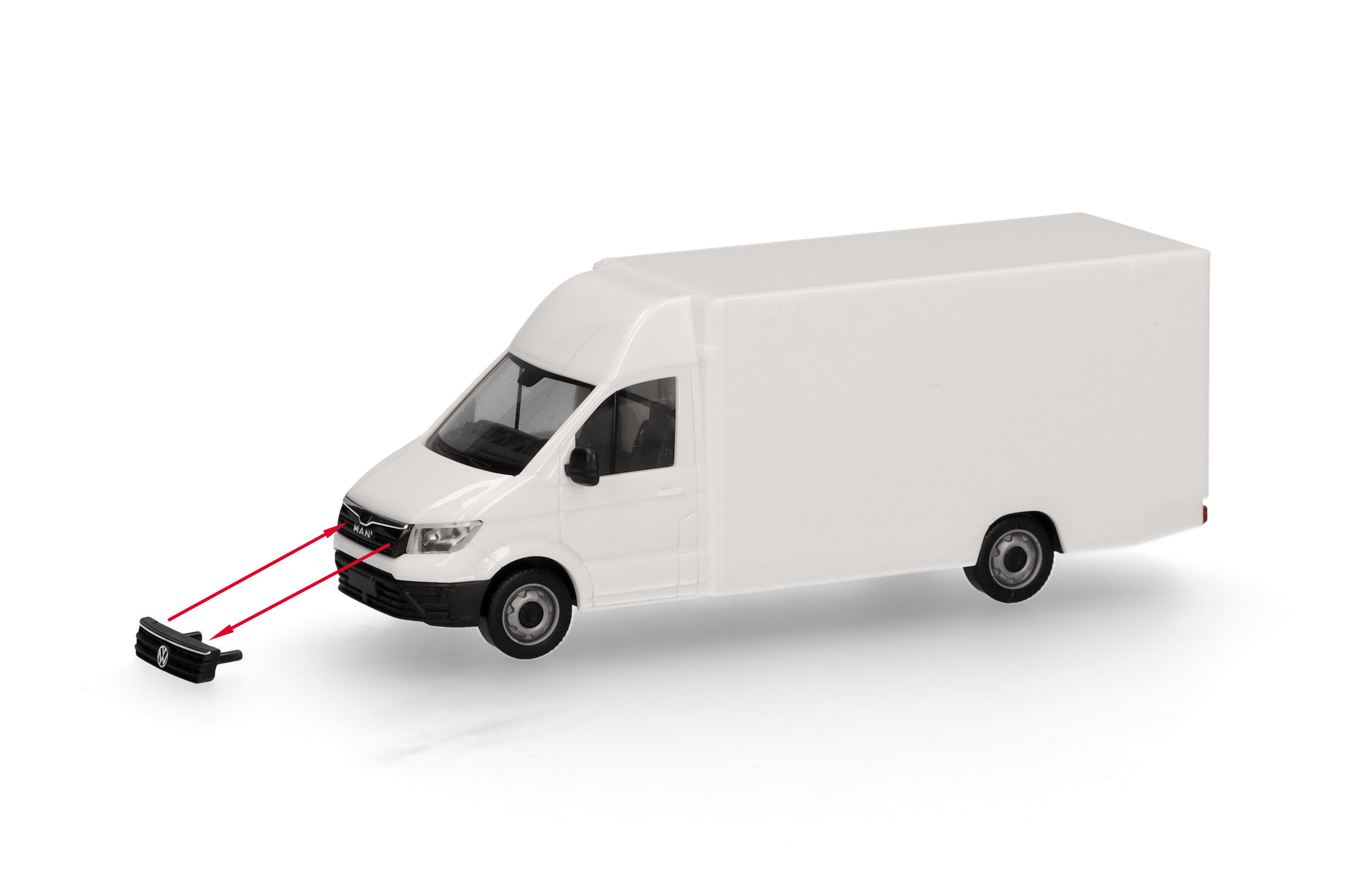 Herpa MiniKit 014076 |  MAN TGE/VW Crafter | Paketverteilfahrzeug | weiß | 1:87