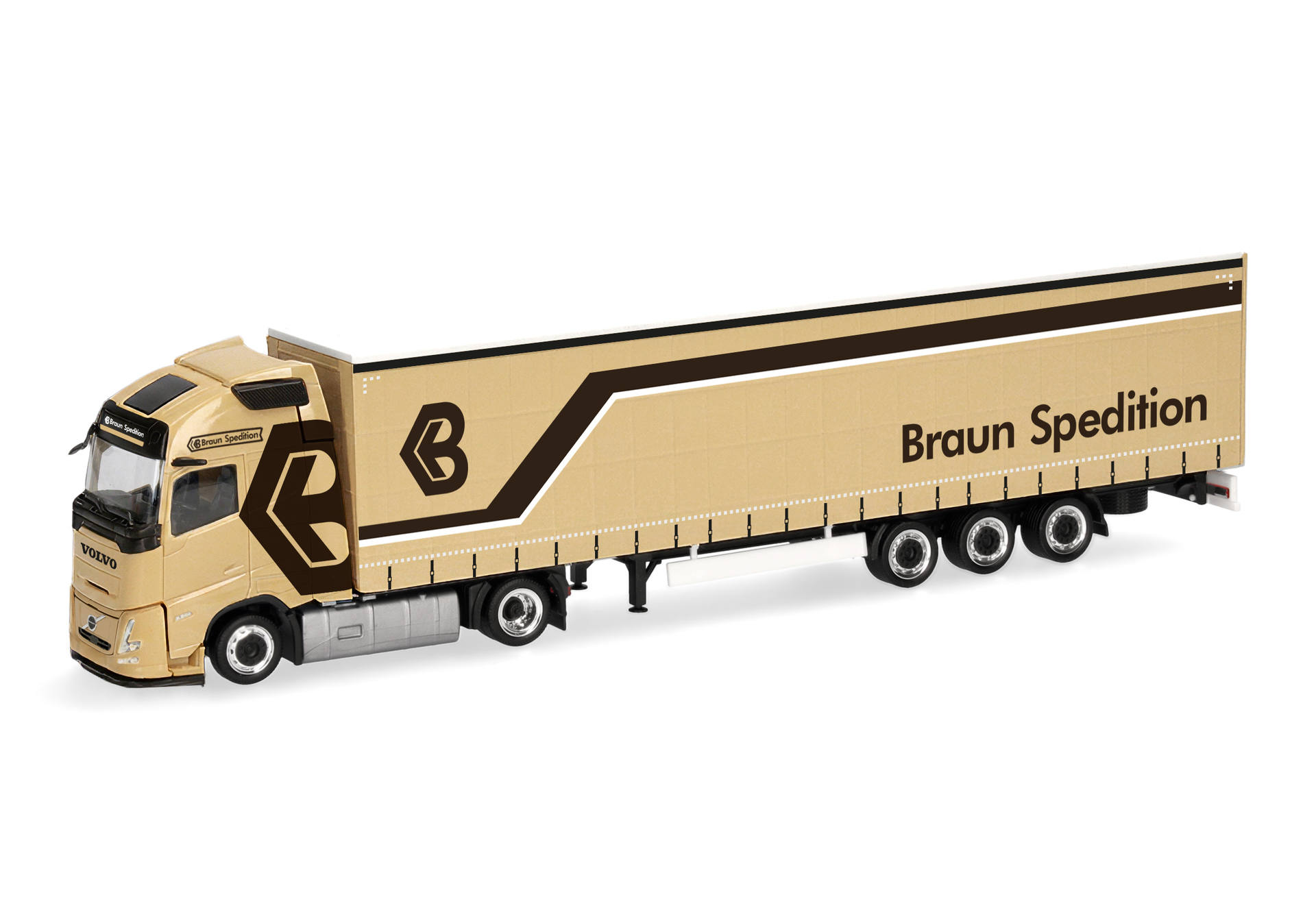 Herpa 322195 | Volvo FH Aero GL XL | Jumbogardinenplanen-Sattelzug | Braun (AT) | 1:87