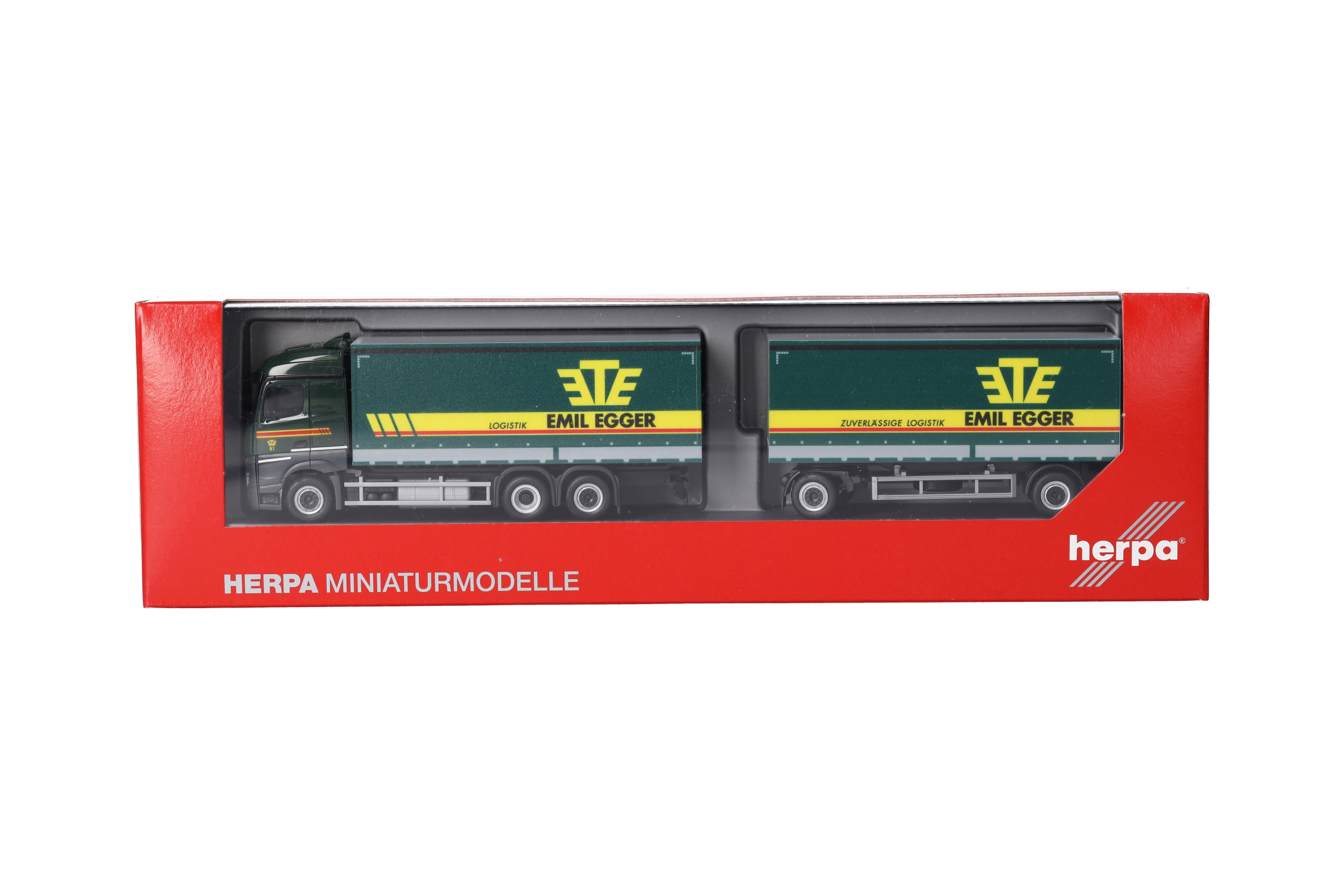 Herpa 316835 | MB Streamspace 2.5 Planen-Hängerzug | Emil Egger/CH | 1:87