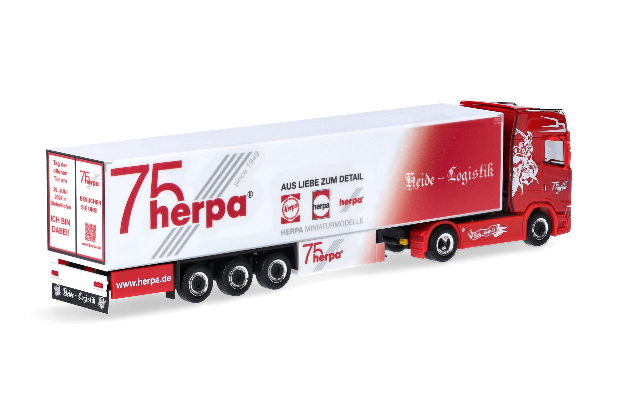 Herpa 317733 | Scania CS20 HD Kühlkoffer-Sattelzug | Heide Logistik / 75 Jahre Herpa | 1:87