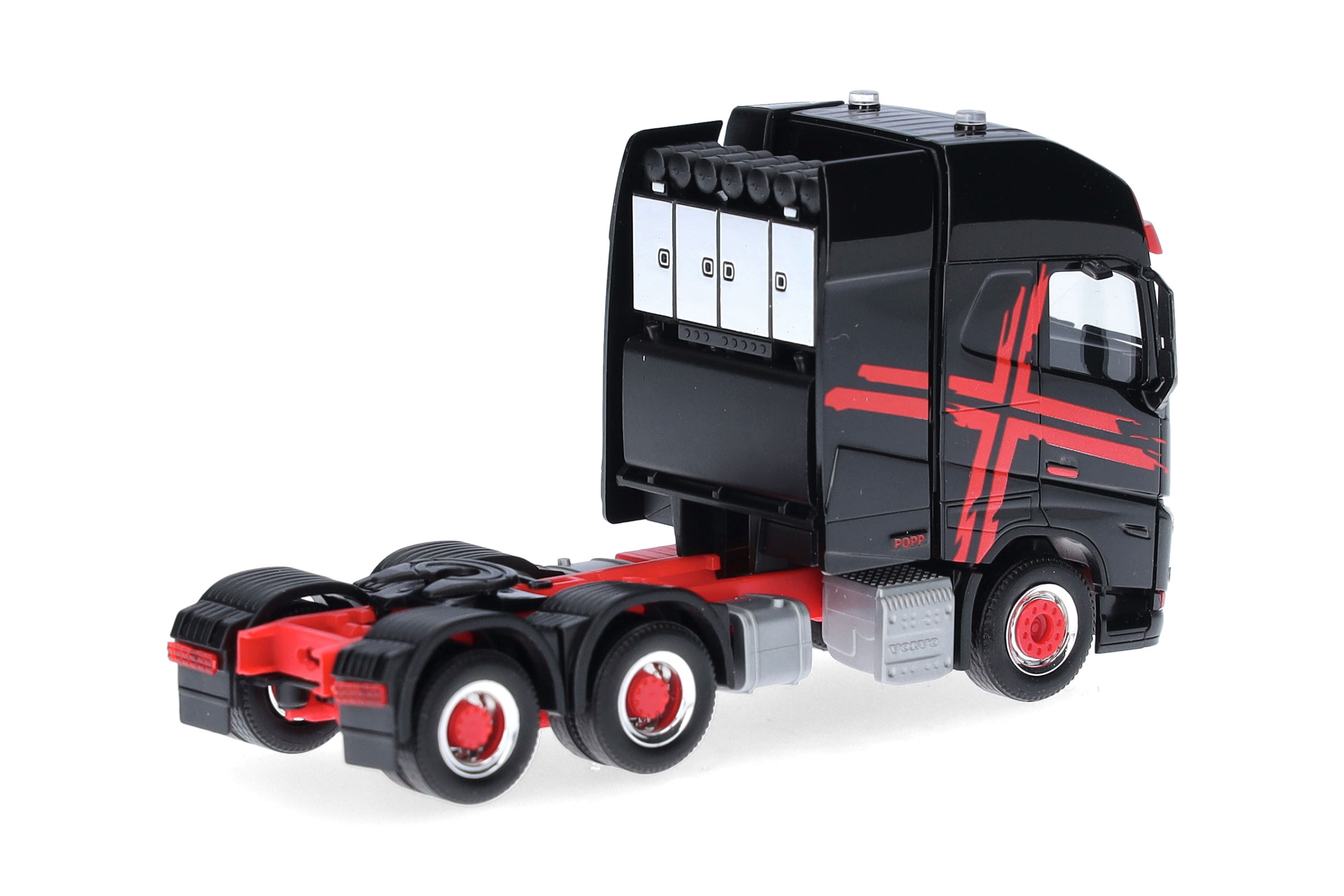 Herpa 318624 | Volvo FH16 GL XL 2020 | Zugmaschine mit Schwerlastturm | schwarz/rot | 1:87