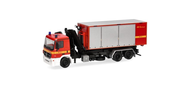 Herpa 961783 | Intermodellbau | MB Actros M 08 Wechsellader-LKW 3achs mit Kran | FW Lünen | 1:87