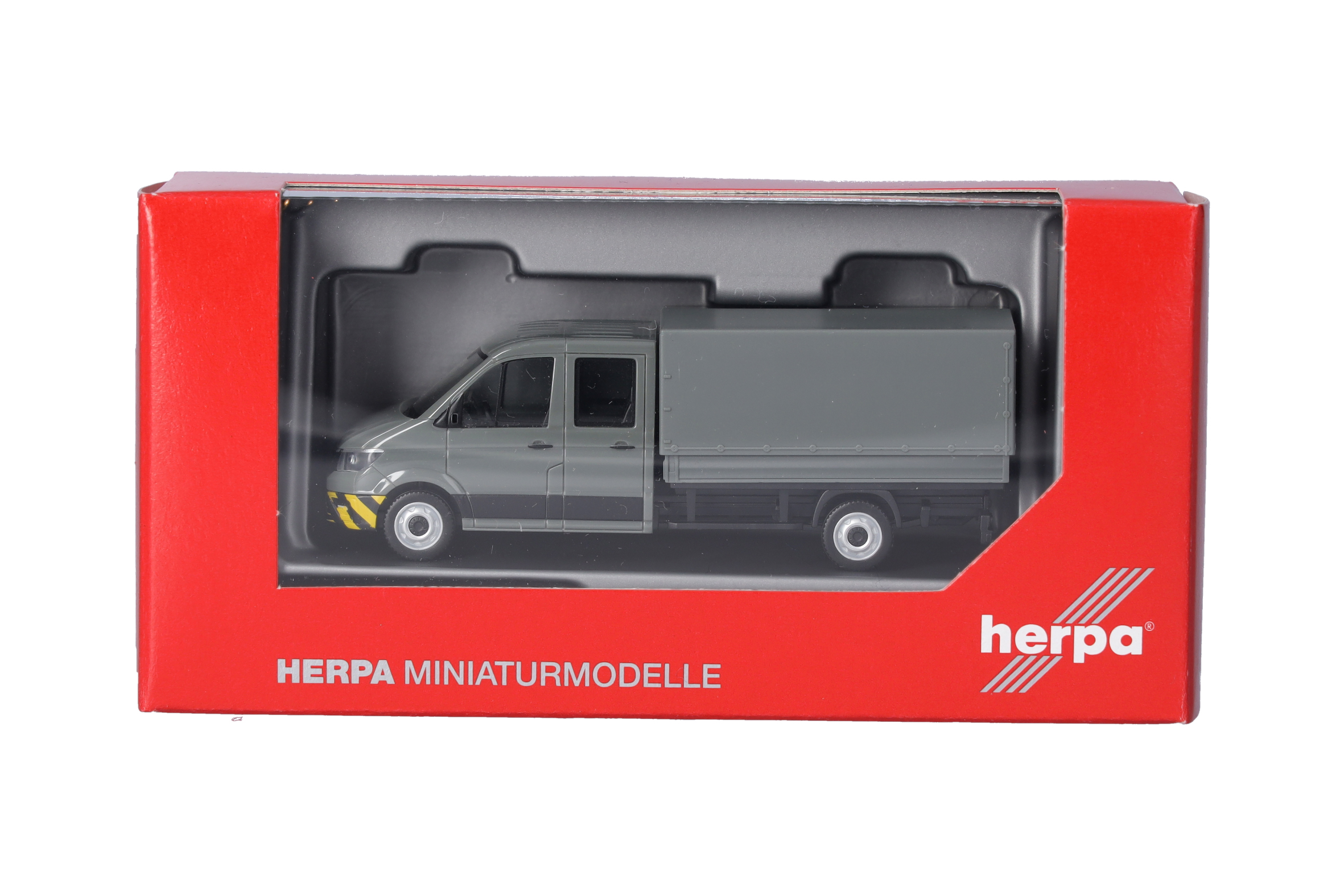 Herpa 098328 | MAN TGE Doppelkabine mit Pritsche | grau/gelb | 1:87